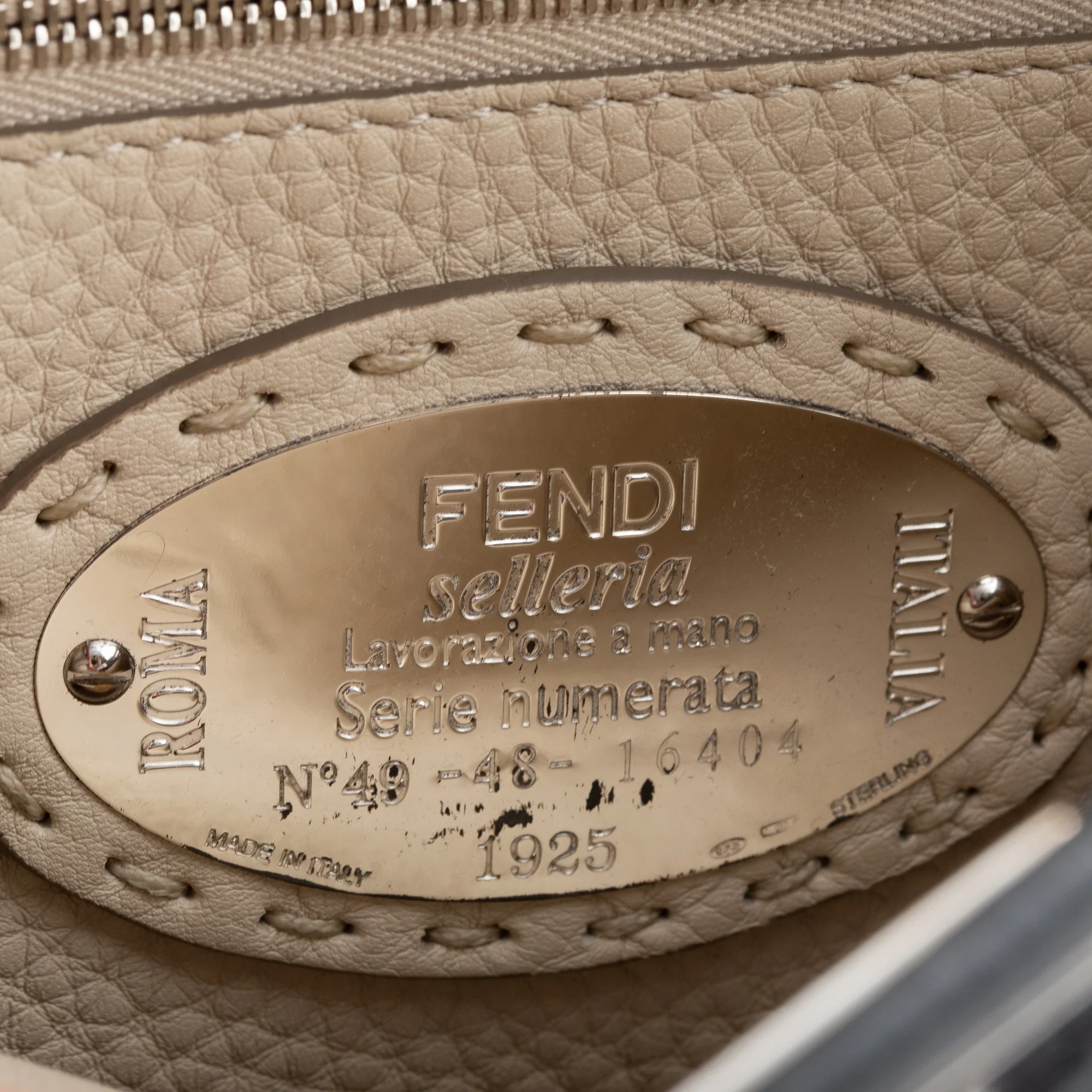 Fendi Grey Romano Selleria Mini Peekaboo Bag w/ Strap - Image 8