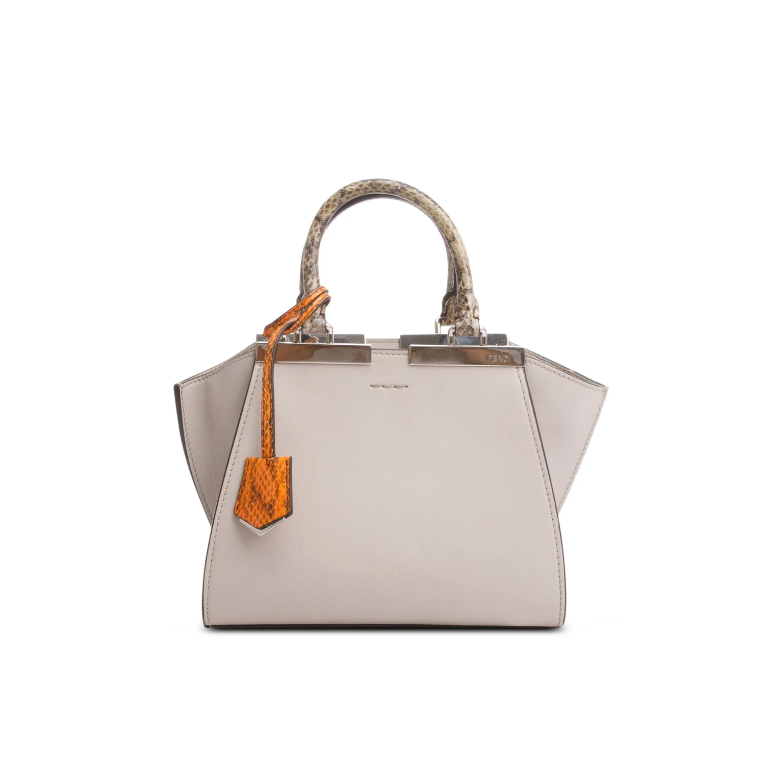 Fendi Grey Vitello Dolce Bi-Color Mini 3 Jours Tote w/ Strap - Image 3