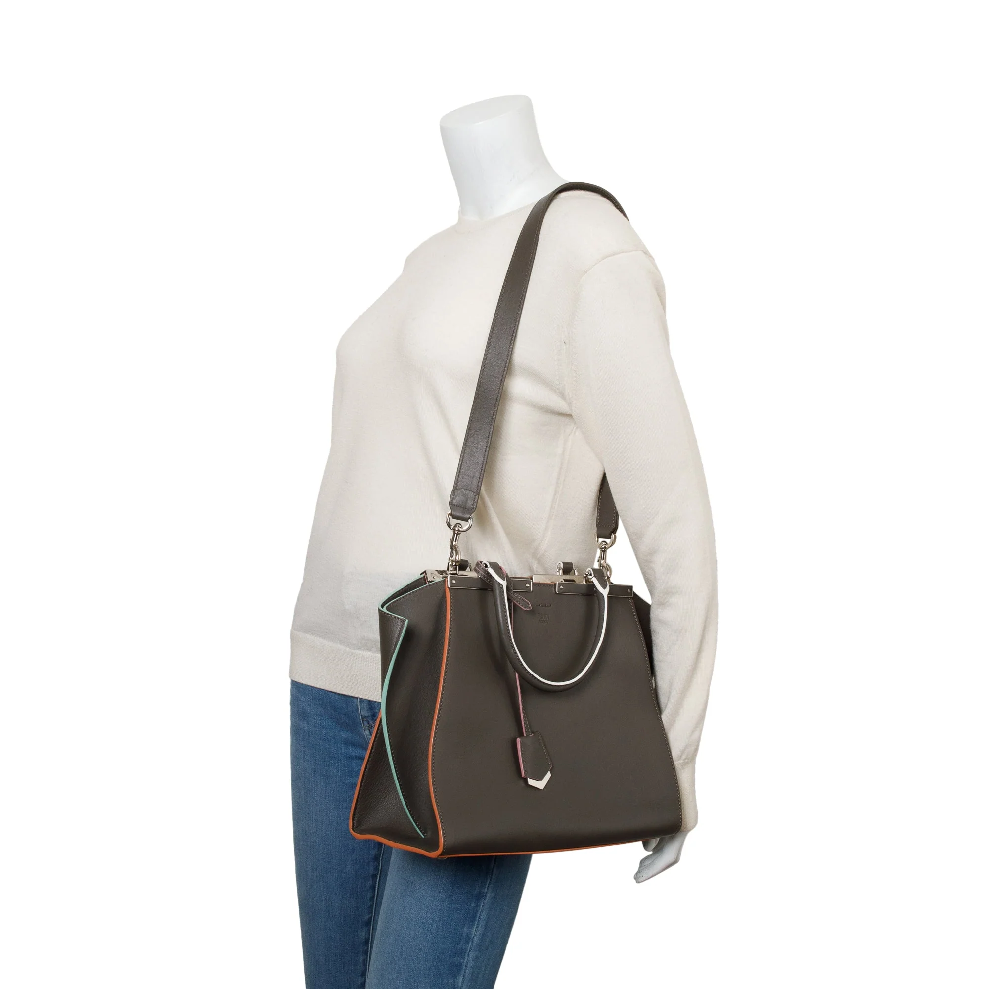 Fendi Grey Vitello Dolce Petite 3Jours Tote w/ Strap - Image 2
