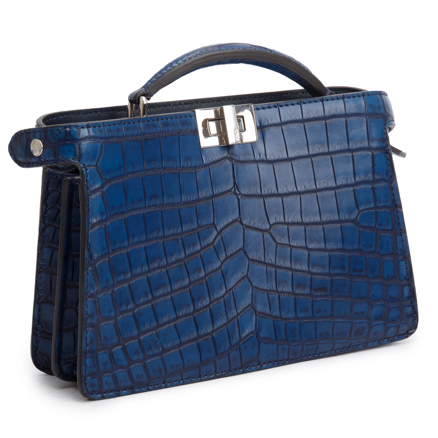 Fendi Navy Crocodile Peekaboo IseeU X-Cross Petit w/ Strap - Image 4