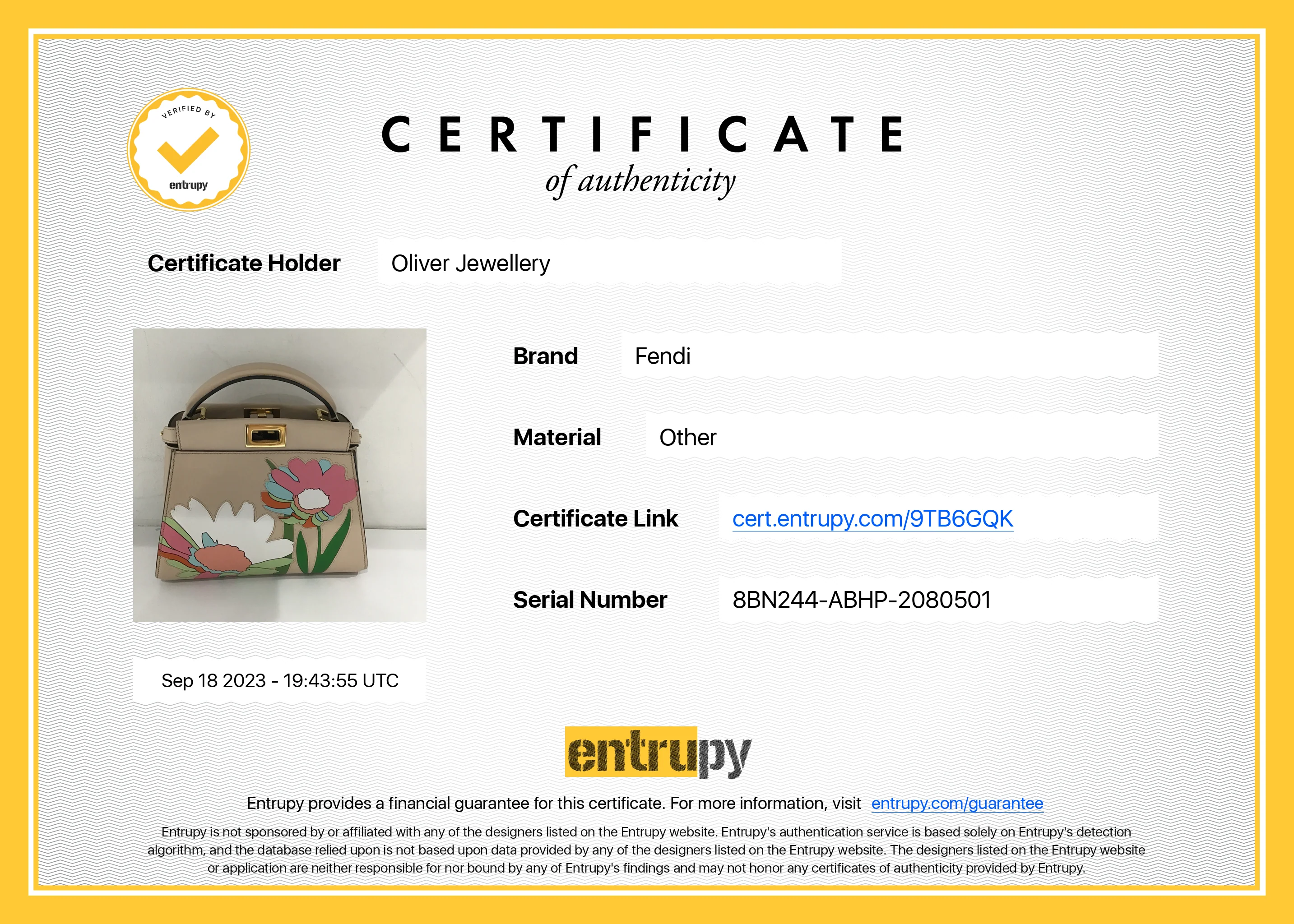 Fendi Neutral Calfskin Leather Floral Inlay Mini Peekaboo Bag w/ Strap - Image 14