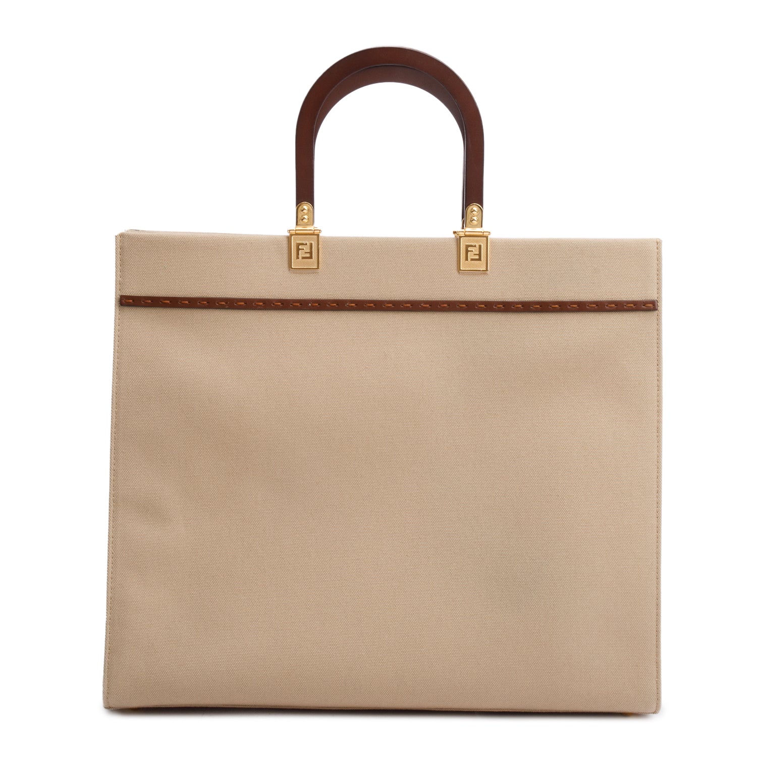 Fendi Neutral Canvas Medium Sunshine Tote Bag w/ Box - Image 4