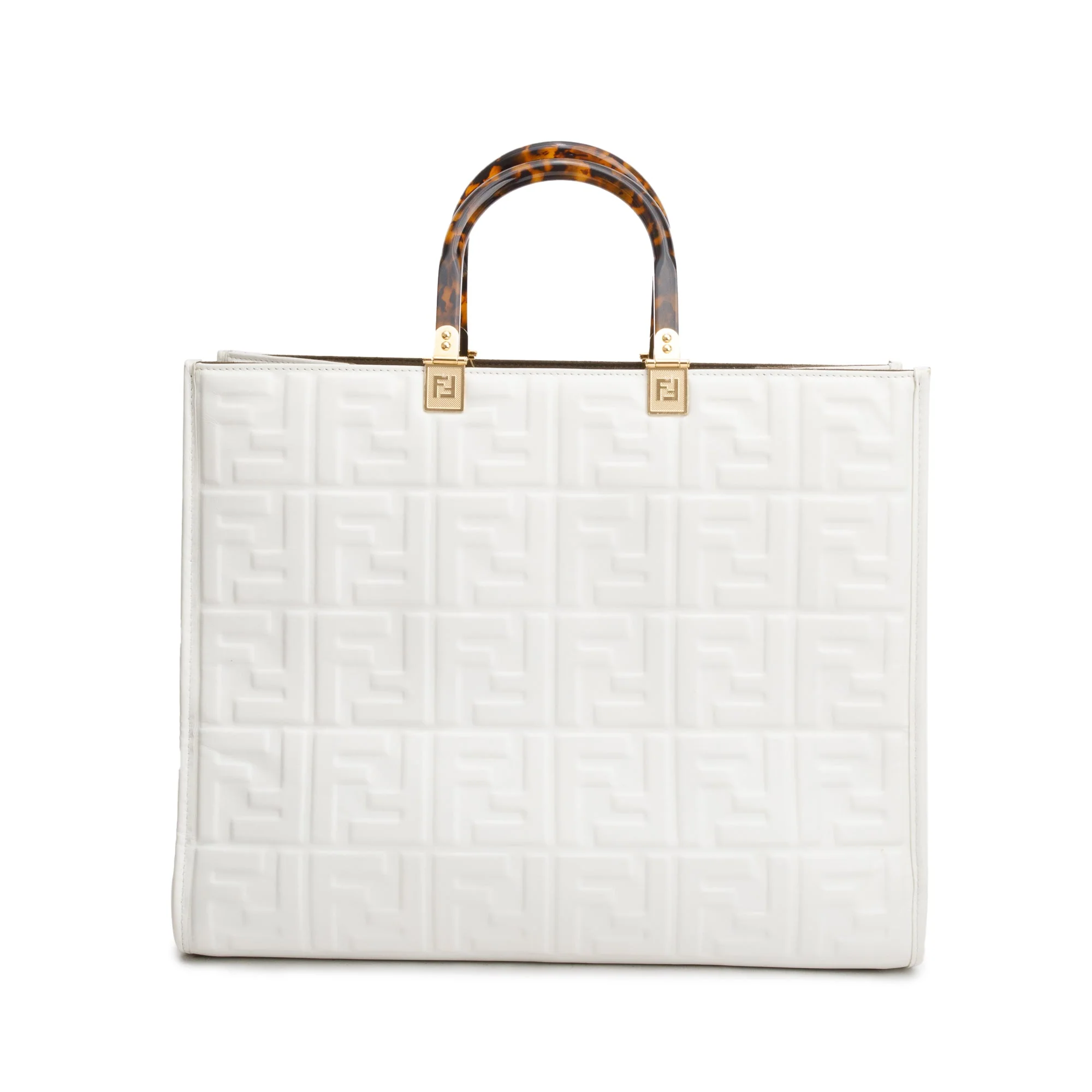 Fendi Off White Zucca FF Leather Medium Sunshine Tote Bag - Image 3