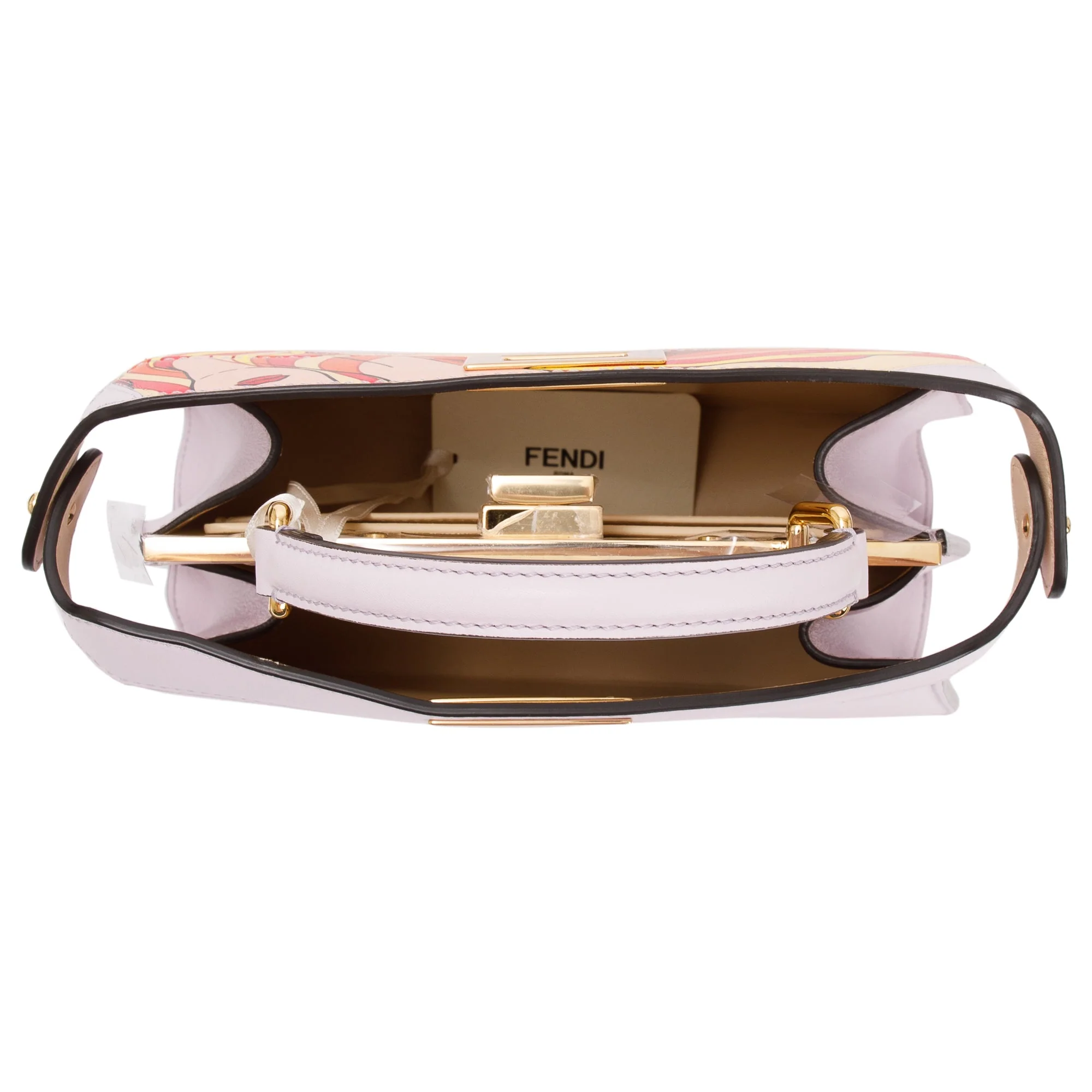 Fendi Pink Multicolor Bikini Girls Inlay Nappa Leather Small Peekaboo ISeeU Bag w/ Strap - Image 7