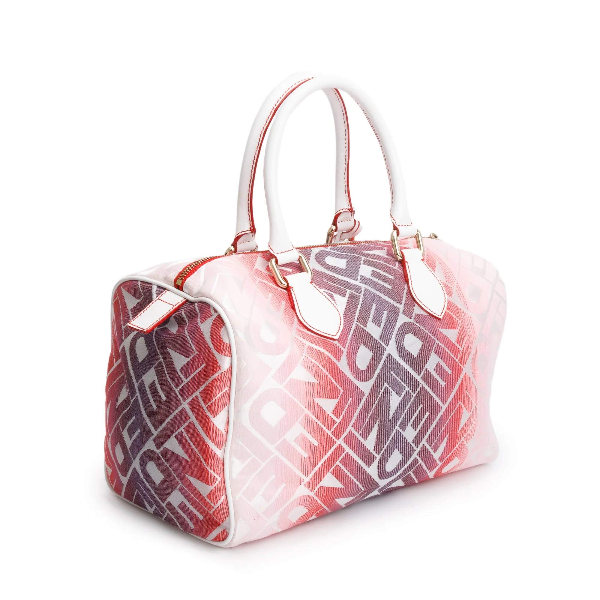 Fendi Pink Multicolor Ombre Canvas Forever Bauletto Boston Bag - Image 4