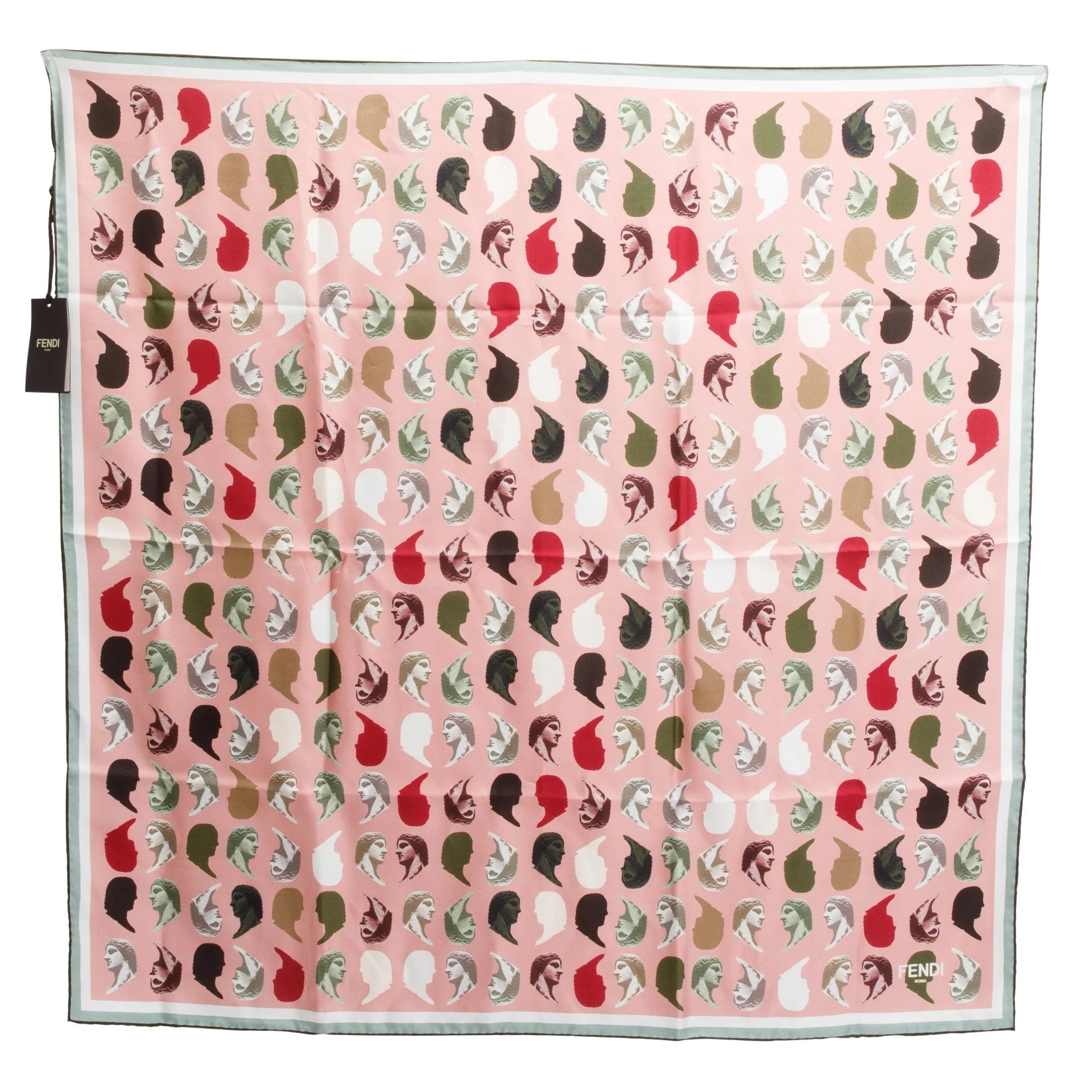 Fendi Pink Multicolor Print Silk Foulard 90 w/ Box
