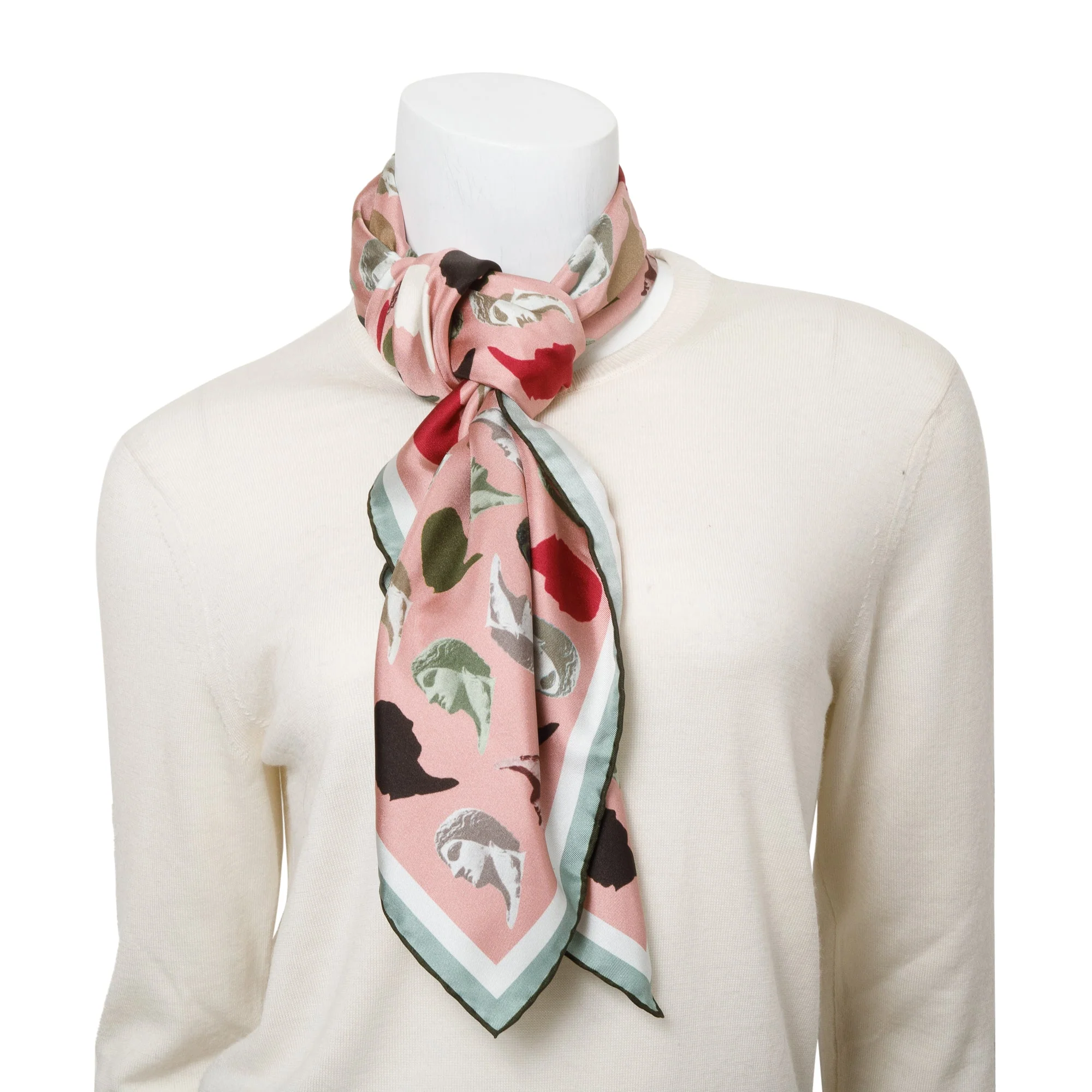 Fendi Pink Multicolor Print Silk Foulard 90 w/ Box - Image 2