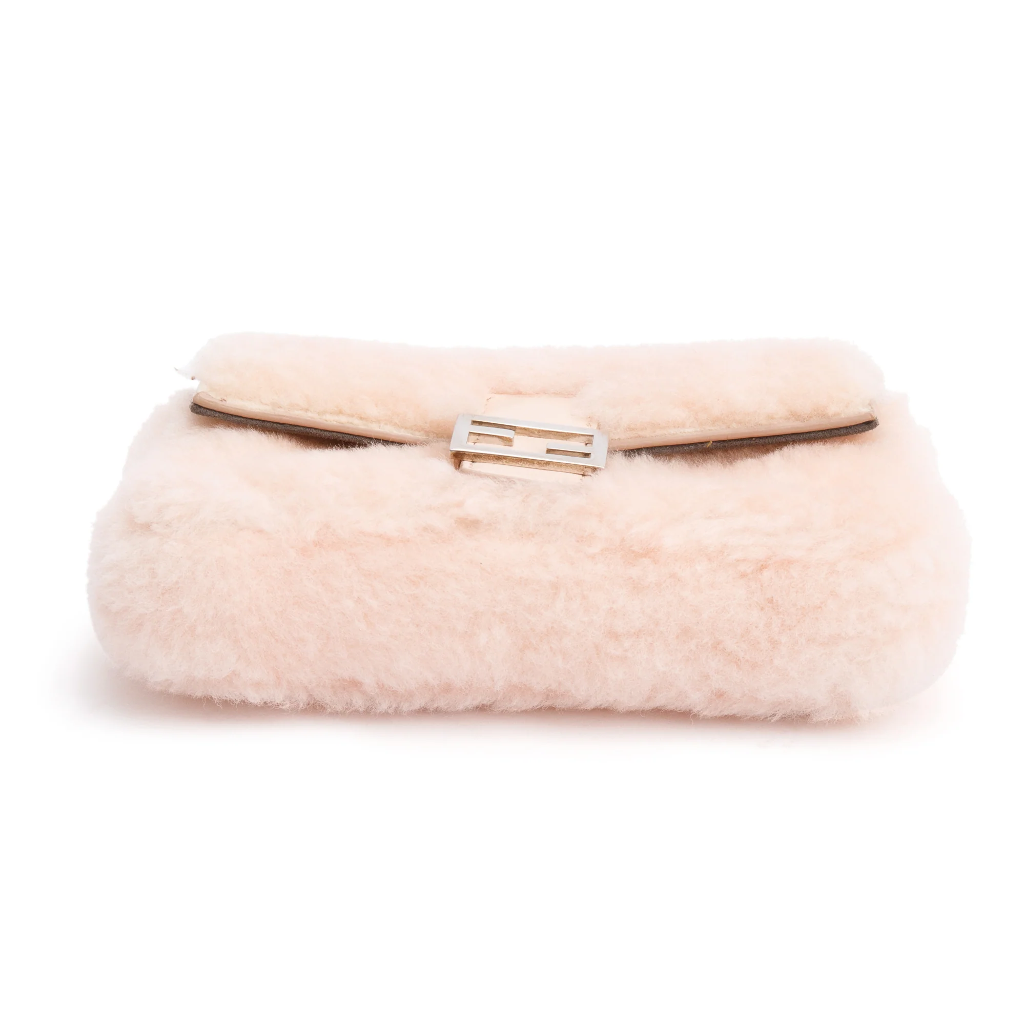 Fendi Pink Shearling Micro Baguette Crossbody Bag - Image 7