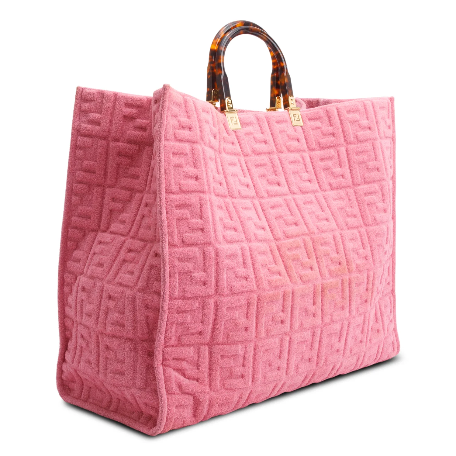 Fendi Pink XL FF Zucca Terry Cloth Sunshine Shopper Tote - Image 4