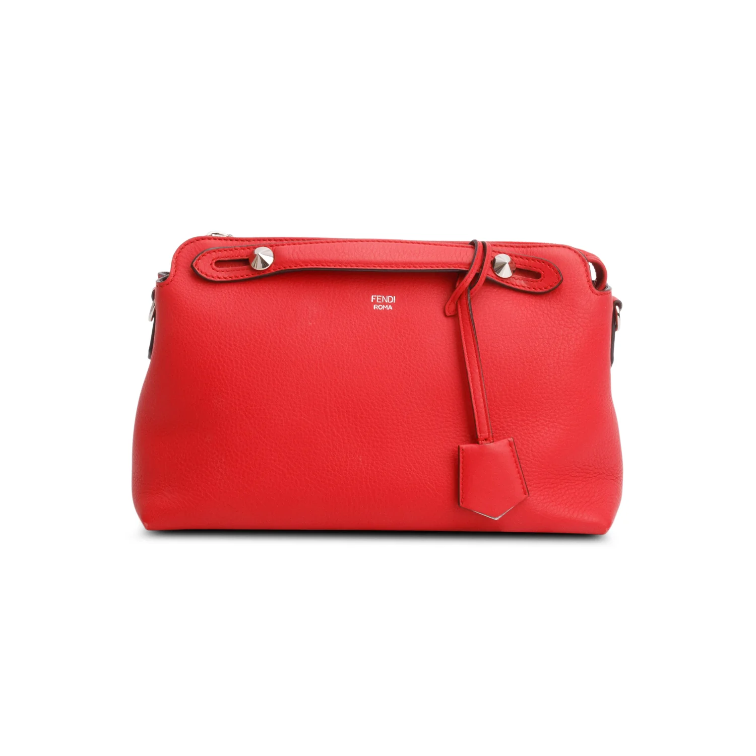 Fendi Red Vitello Dolce Medium By the Way Flower Boston Bag w/ Strap - Image 3