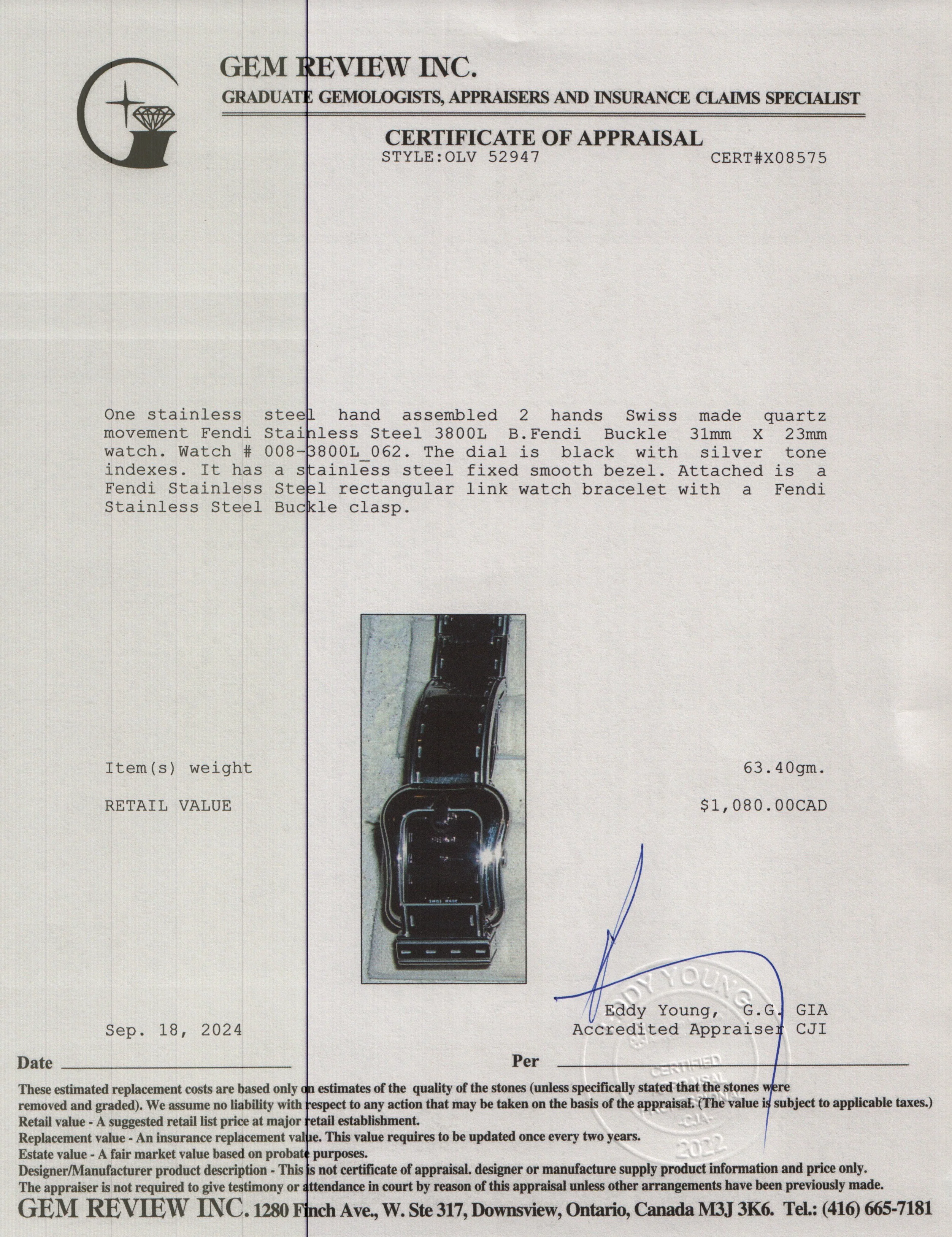 Fendi Stainless Steel 3800L B.Fendi Buckle Watch - Image 5