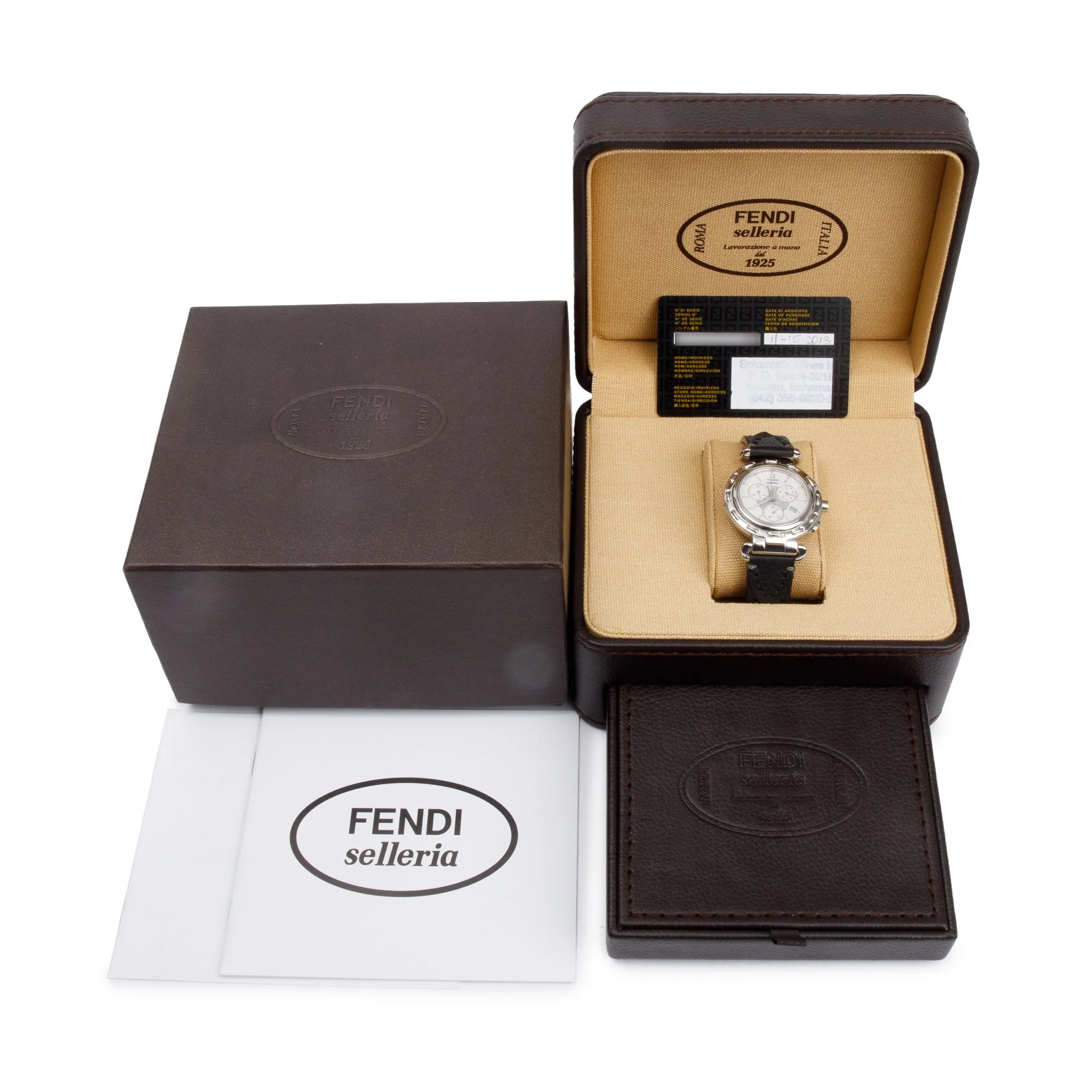 Fendi Stainless Steel Selleria 40 MM Chronograph Watch w/ Box - Image 2