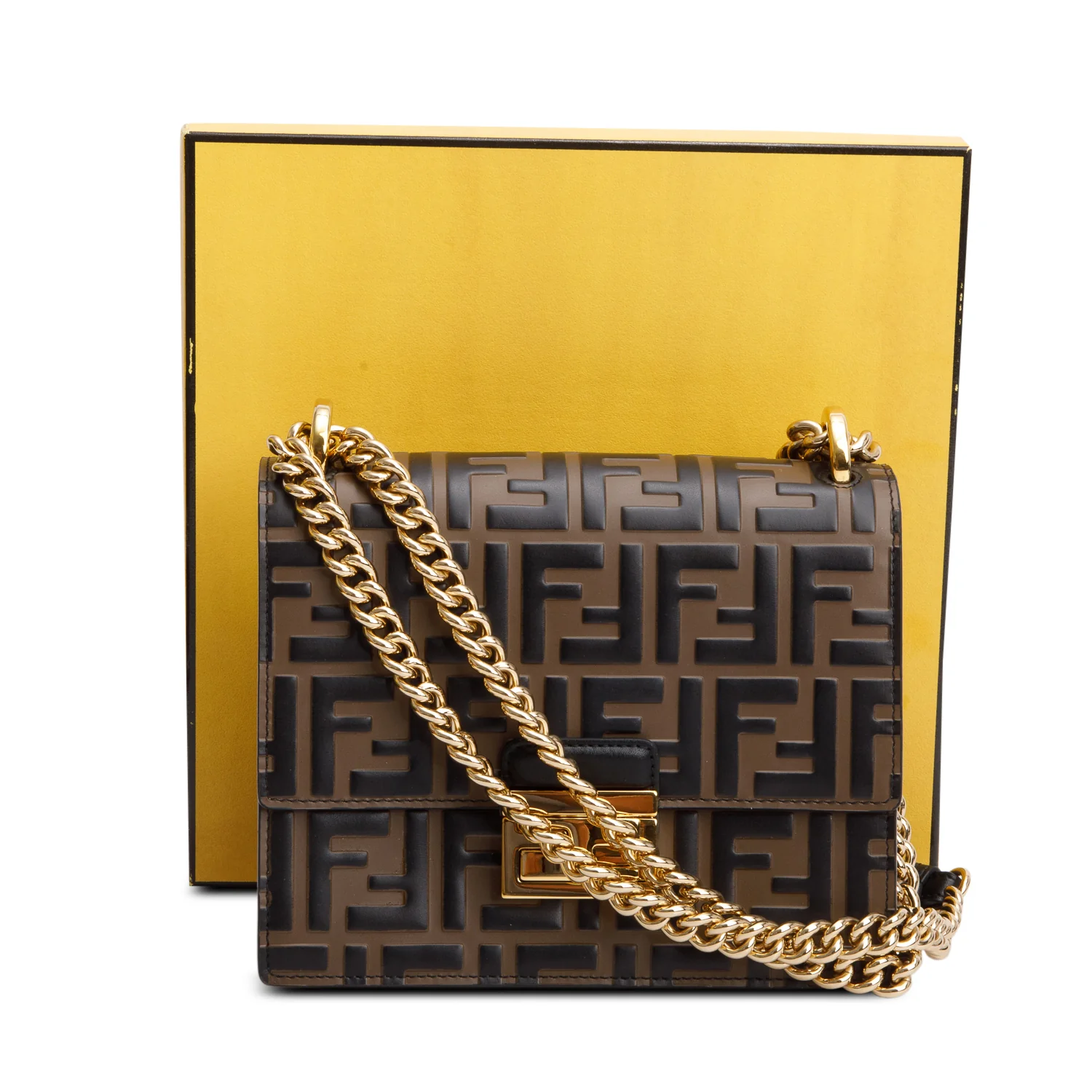 Fendi Vitello Liberty Bi-Color FF 1974 Embossed Small Kan U Shoulder Bag w/ Box - Image 3