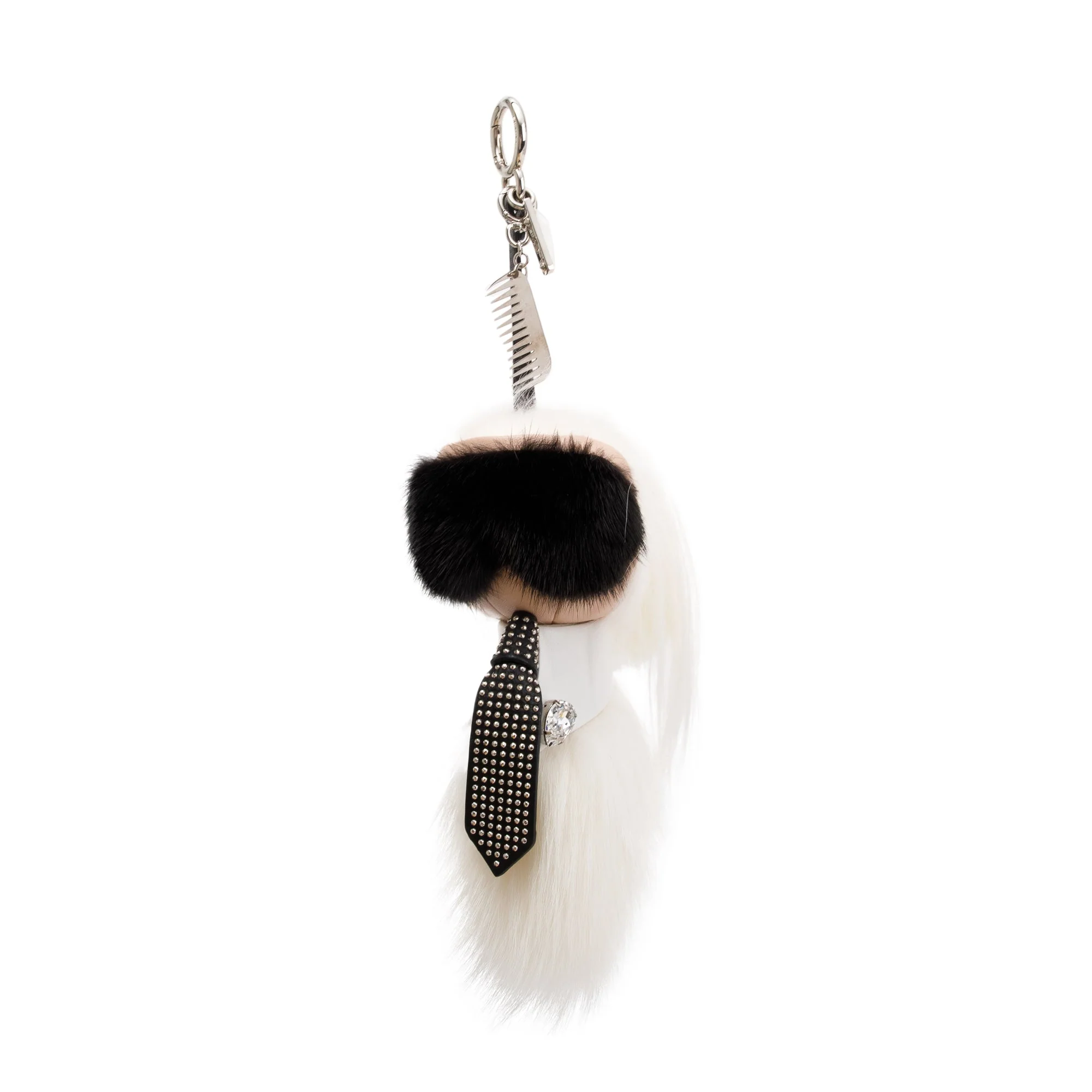Fendi White Mink Fox Fur Mini Karlito Bag Charm w/ Box - Image 3