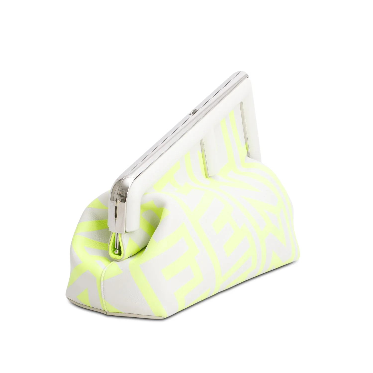 Fendi x Marc Jacobs 2023 Grey/Neon Green Vitello Logo Print Fendi First w/ Strap - Image 4