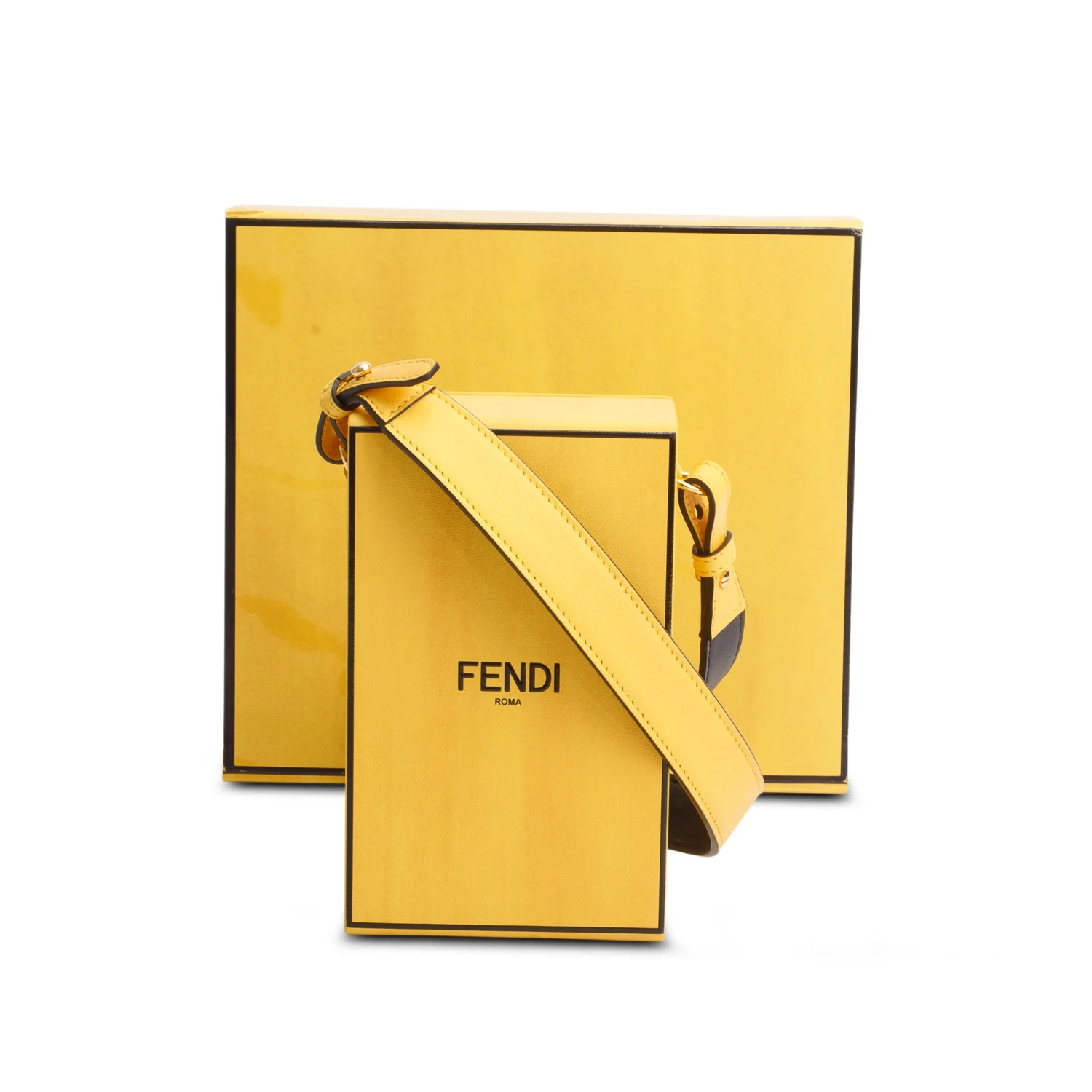 Fendi Yellow Vitello Logo Vertical Box Bag w/ Box - Image 3