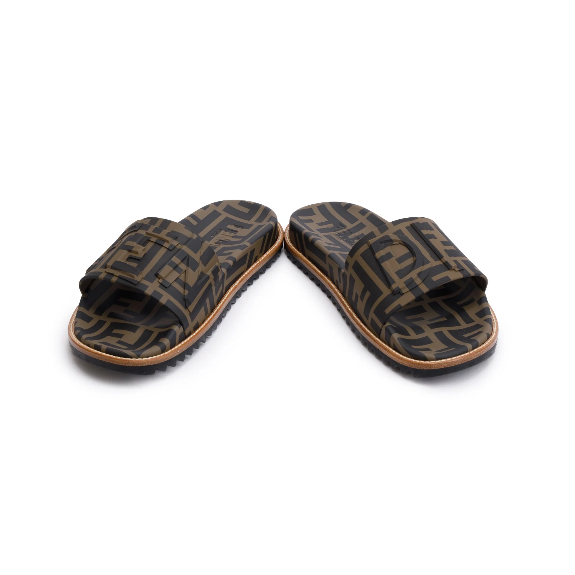 Fendi Zucca FF Logo Rubber Slides, Men’s Size 6 w/ Box - Image 5