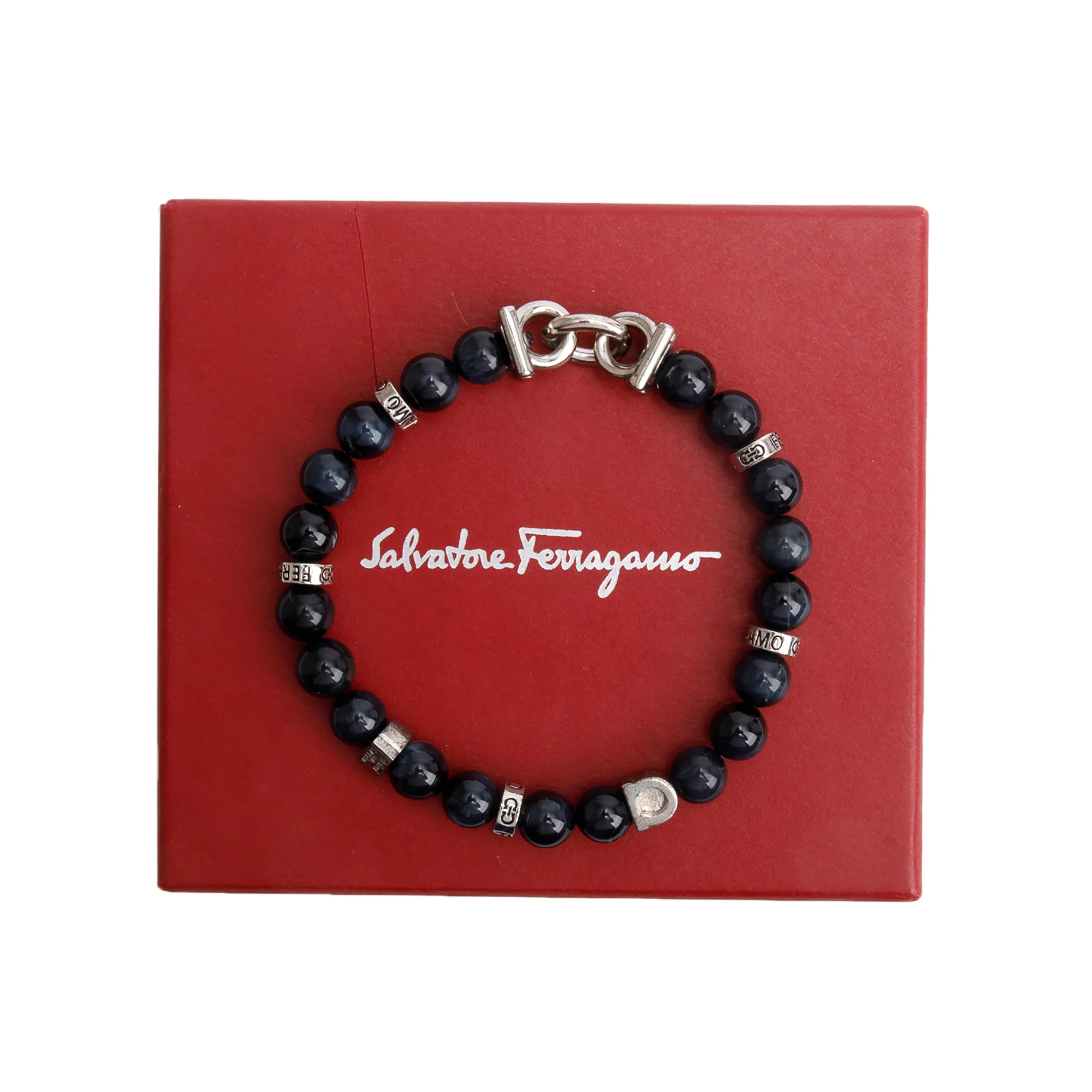 Ferragamo Beaded Stone Stretch Bracelet w/ Box - Image 2