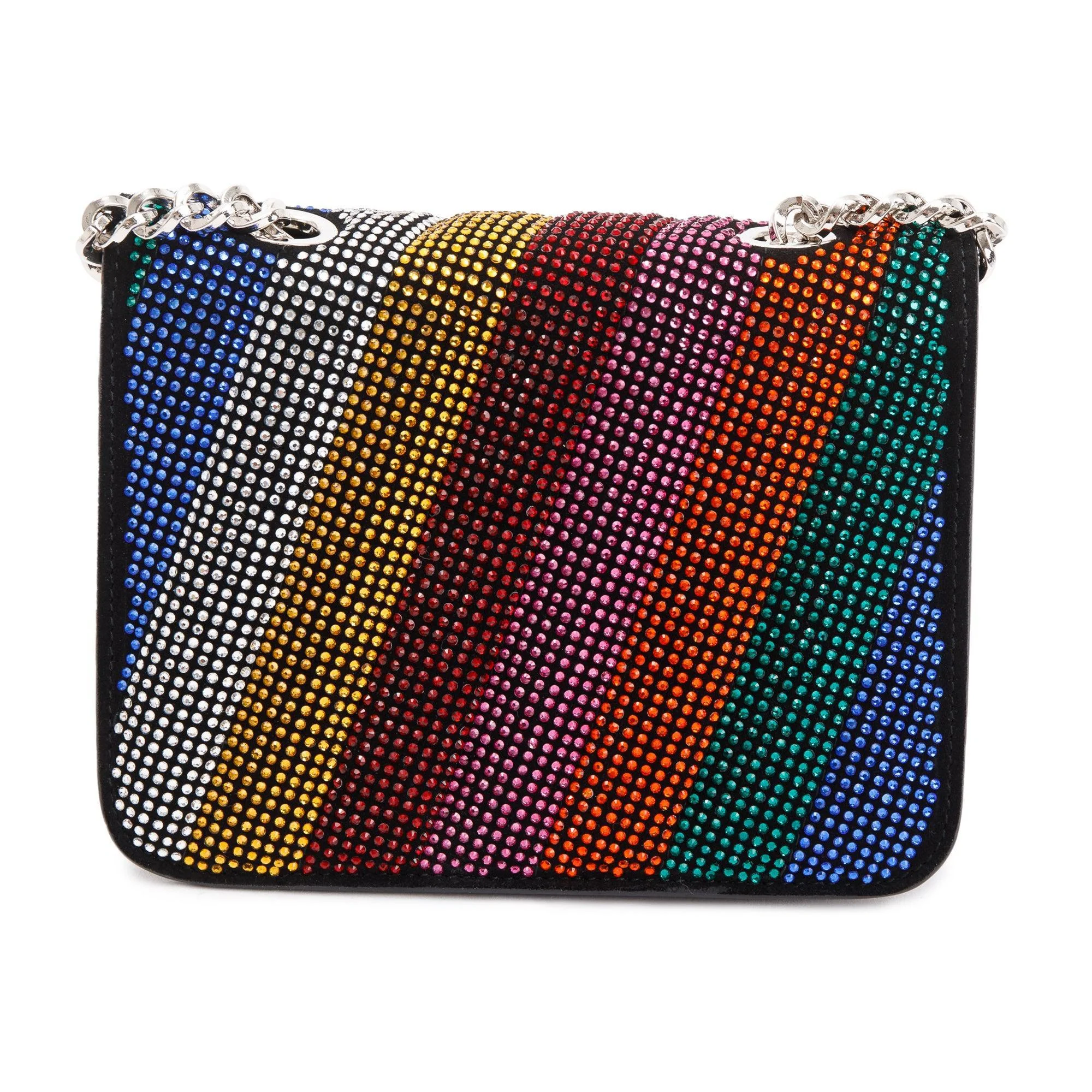 Ferragamo Black Calfskin Leather Crystal Embellished Mini Vara Rainbow Crossbody Bag w/ Box - Image 6