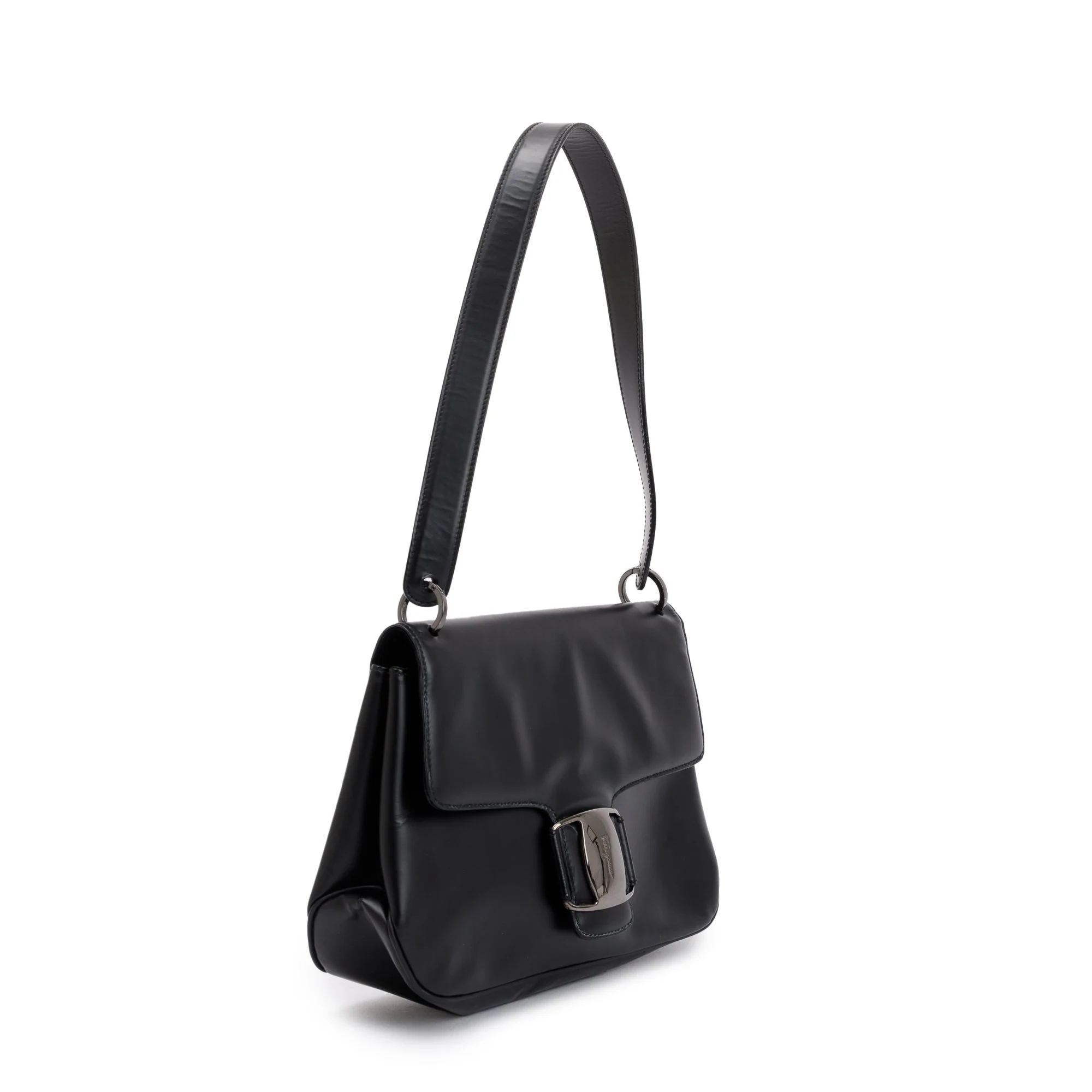 Ferragamo Black Calfskin Leather Vara Shoulder Bag - Image 3