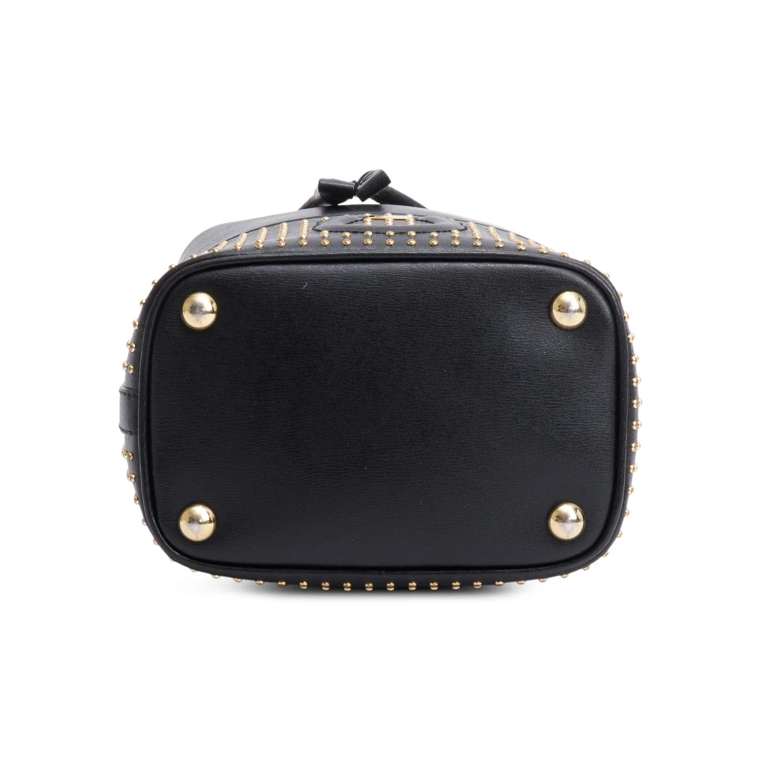 Ferragamo Black Leather Studded Bucket Crossbody Bag - Image 7