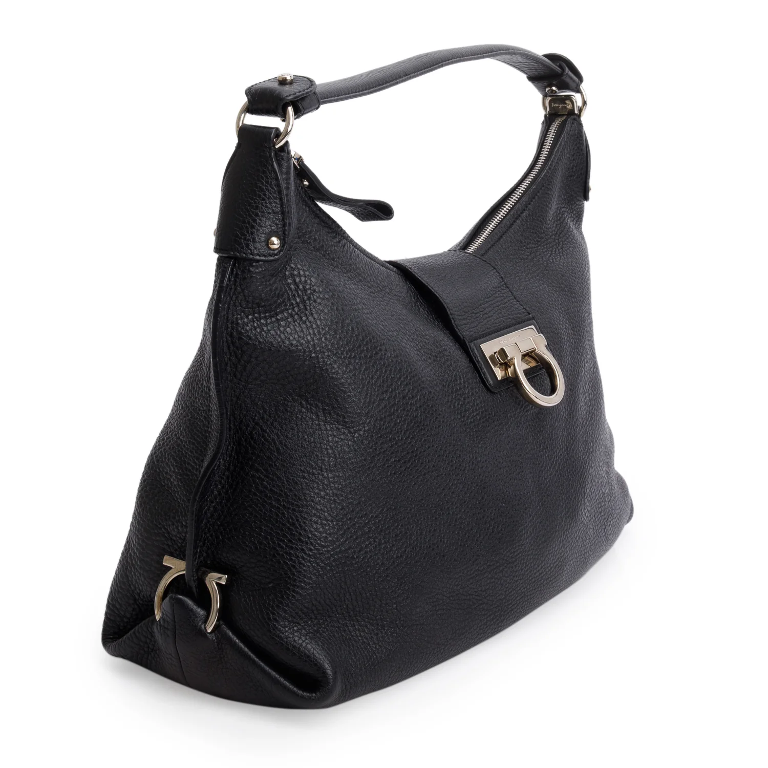 Ferragamo Black Pebbled Leather New Fanisa Large Hobo Bag - Image 2