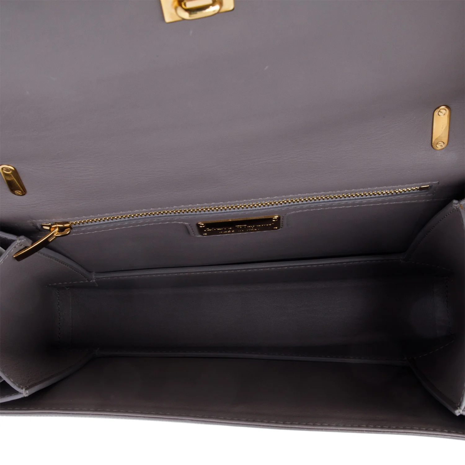 Ferragamo Grey Calfskin Leather Medium Ginny Bow Flap Bag - Image 8