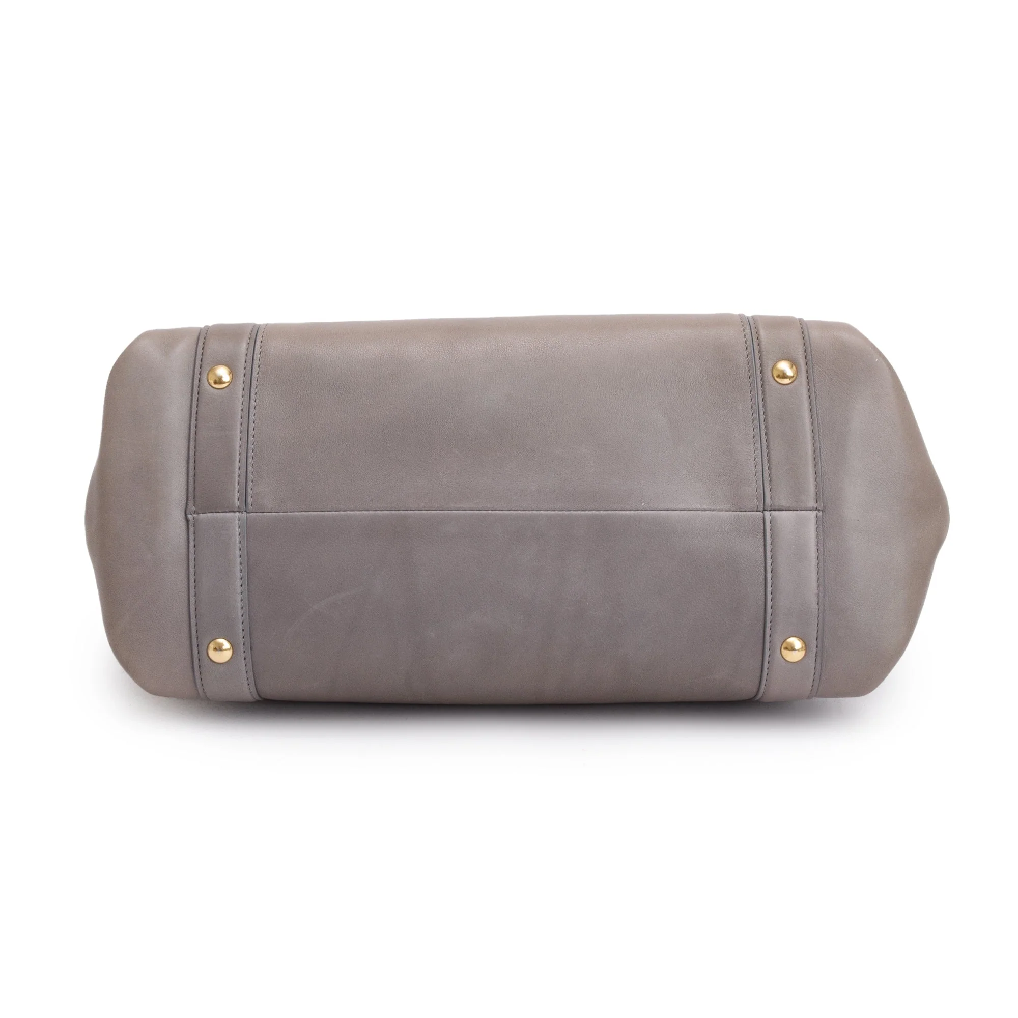 Ferragamo Grey Calfskin Leather Medium Sofia Rainbow Satchel w/ Strap - Image 7