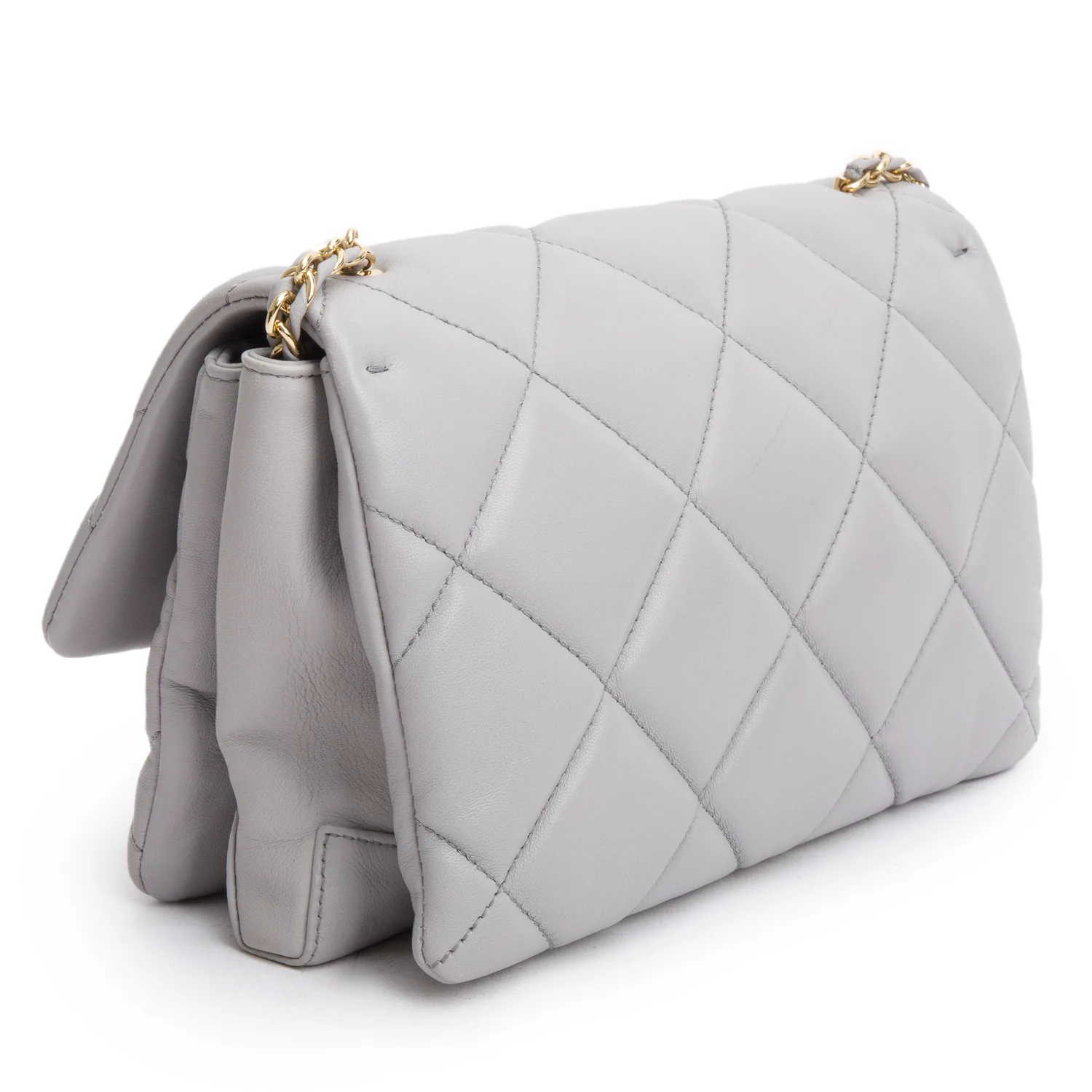 Ferragamo Grey Quilted Nappa Ginny Leather Crossbody Bag - Image 6