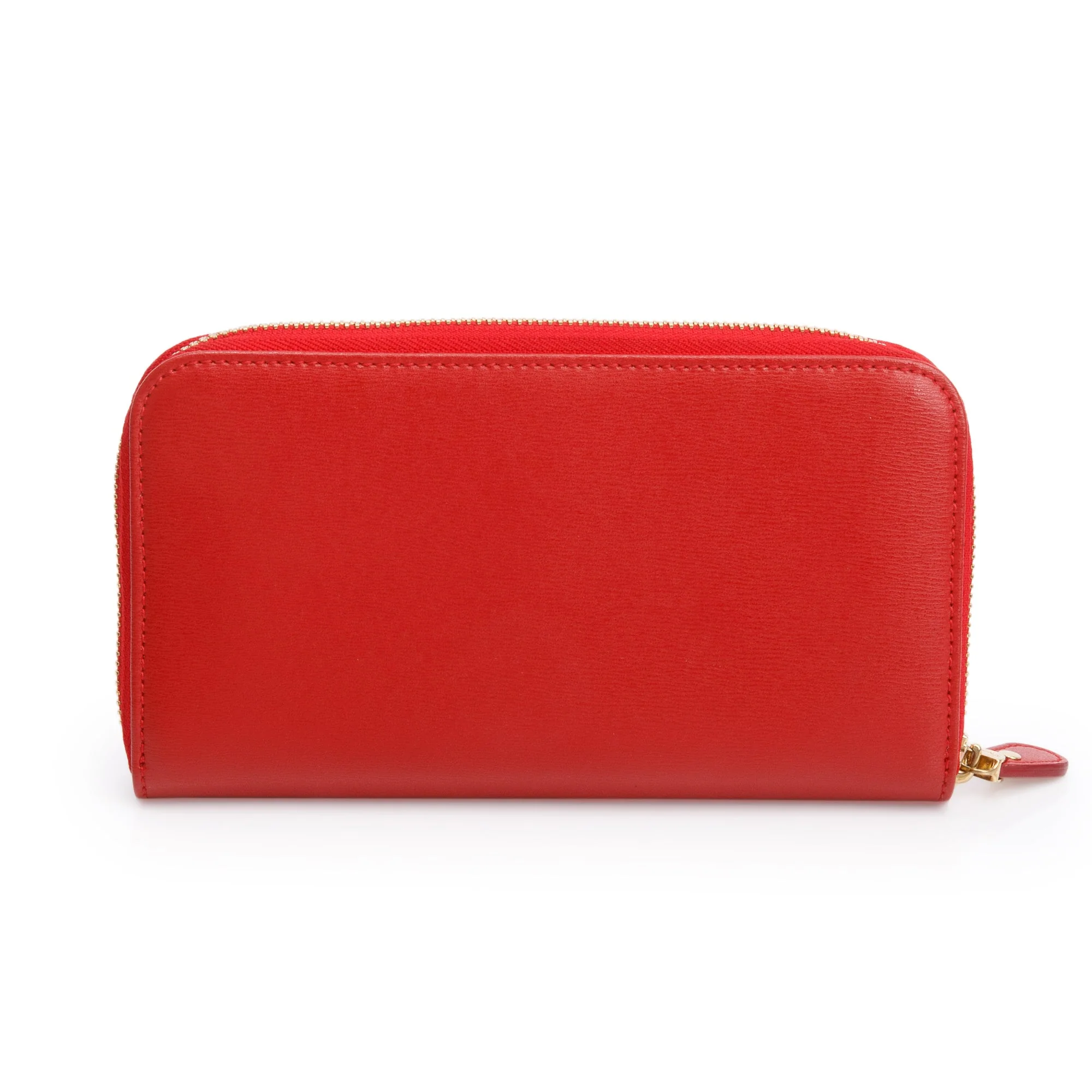 Ferragamo Red Leather Ganicini Logo Continental Zip Wallet - Image 3