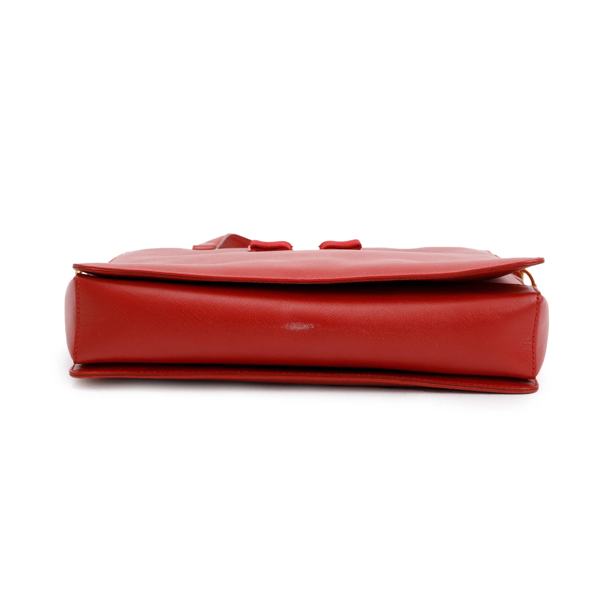 Ferragamo Red Saffiano Leather Vara Bow Tracy Bag - Image 6