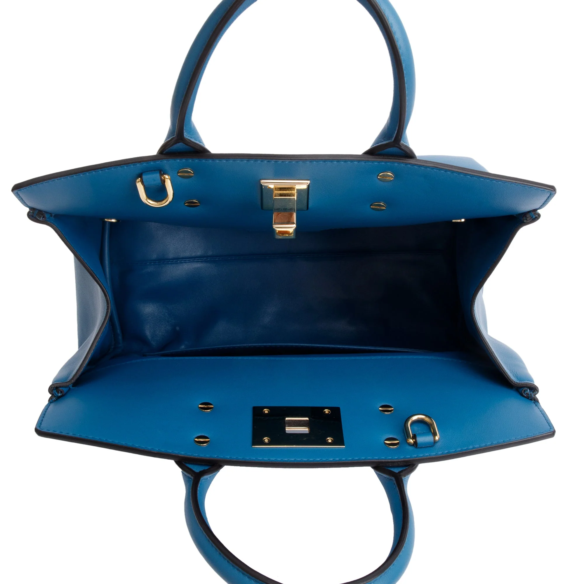 Ferragamo Small Blue Calfskin Studio Soft Bag w/ Pouch & Strap - Image 8