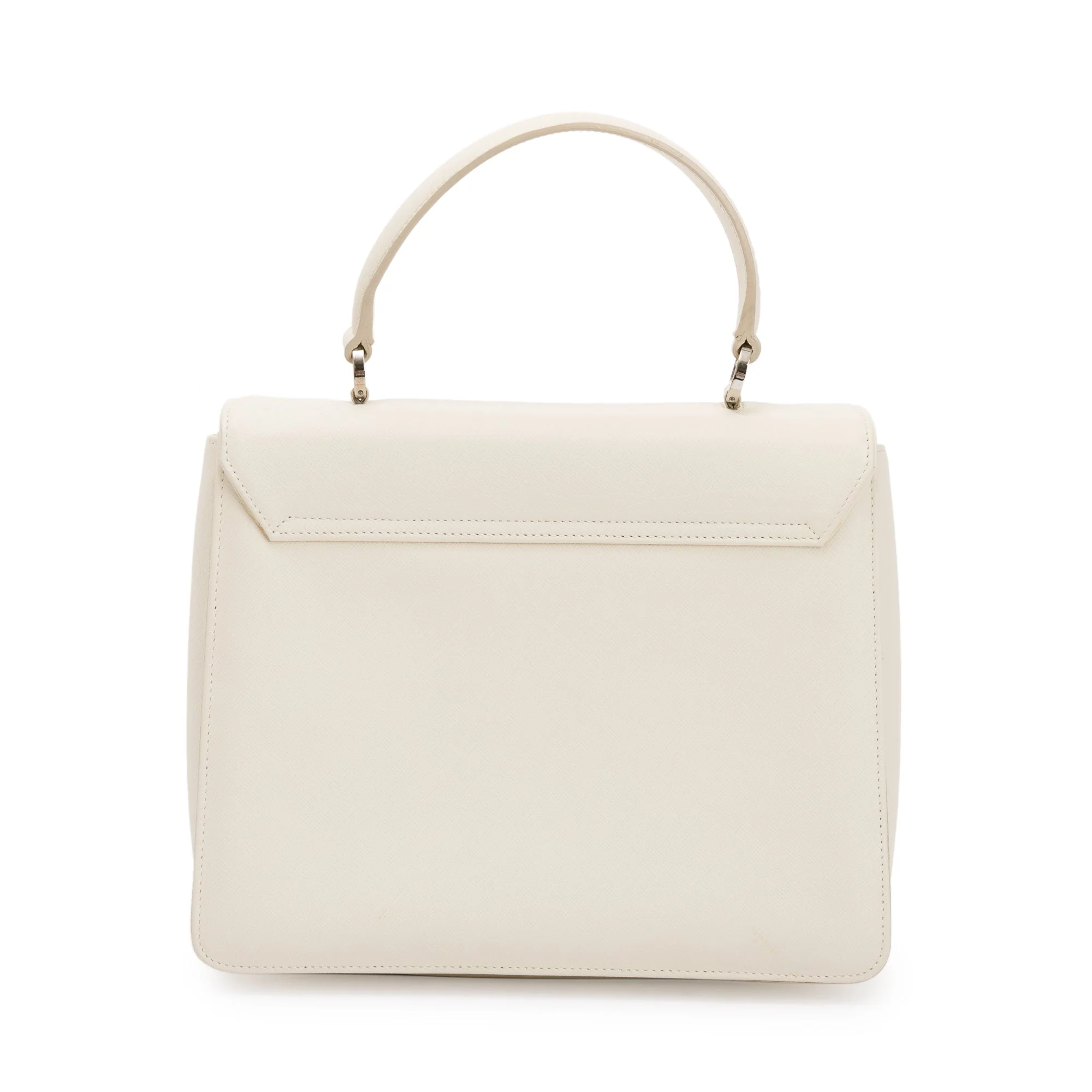 Ferragamo White Grained Leather Gancini Top Handle w/ Strap - Image 5