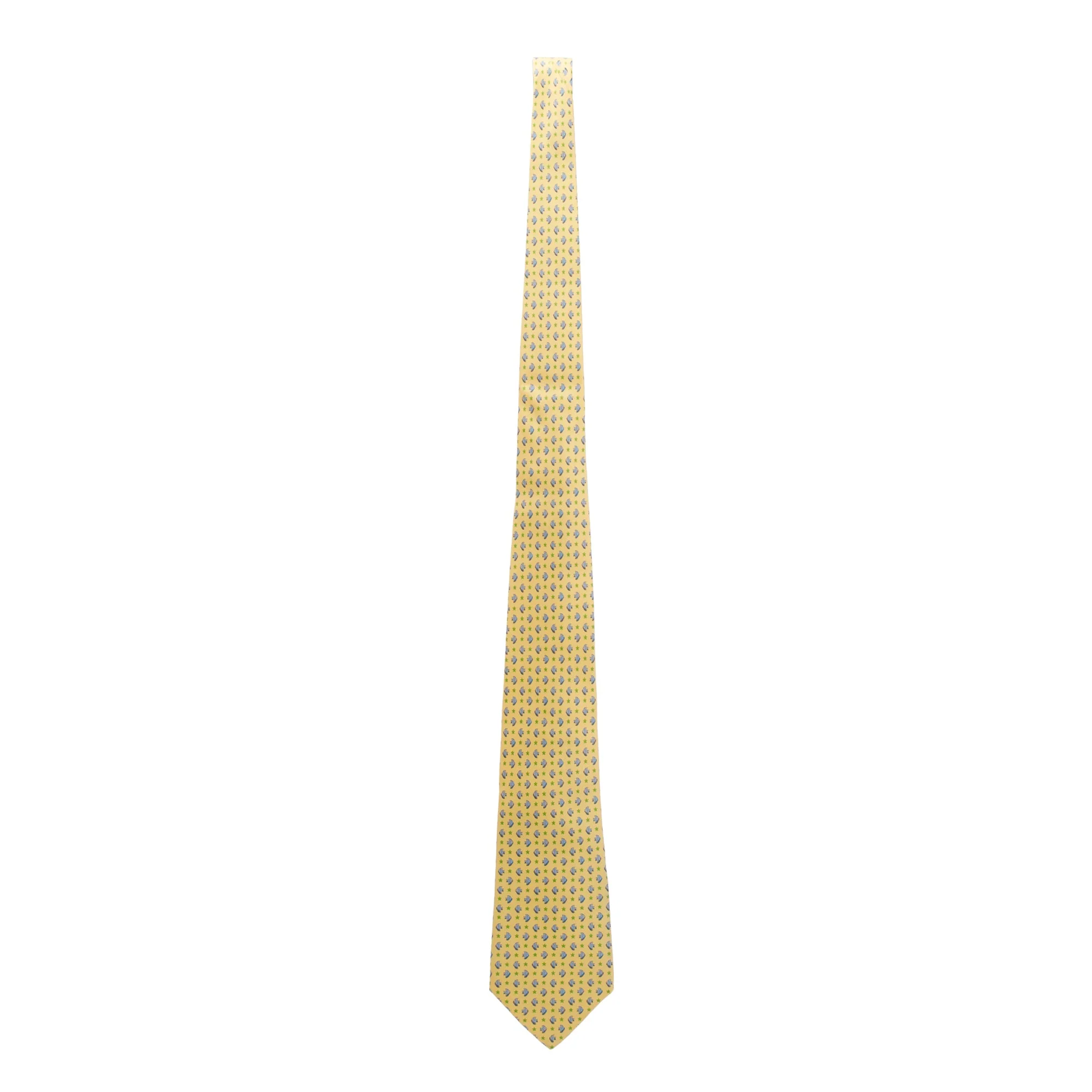 Ferragamo Yellow Printed Silk Tie - Image 2