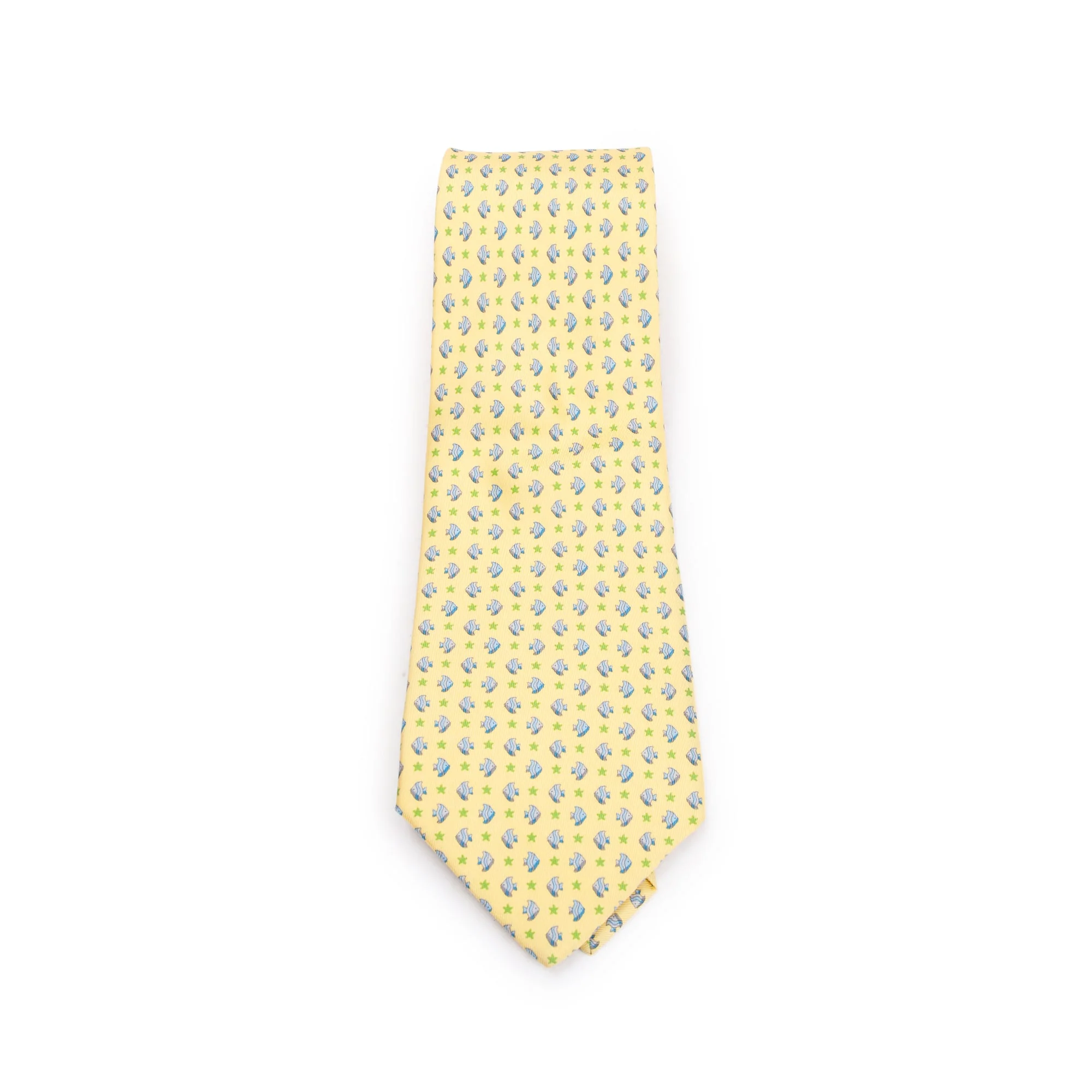 Ferragamo Yellow Printed Silk Tie - Image 3