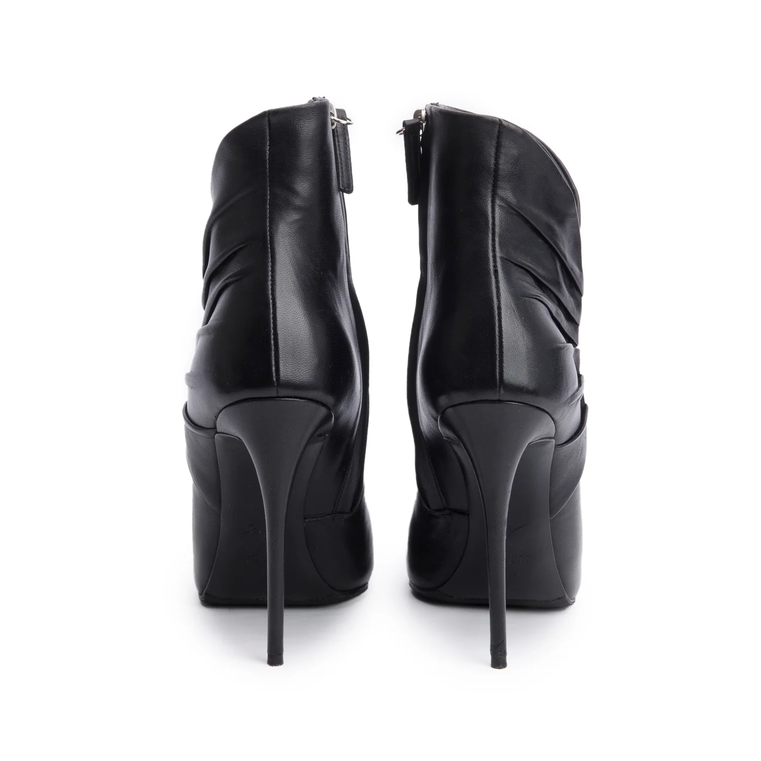 Giuseppe Zanotti Black Pleated Leather High Heel Ankle Boots, Size 37 w/ Box - Image 5
