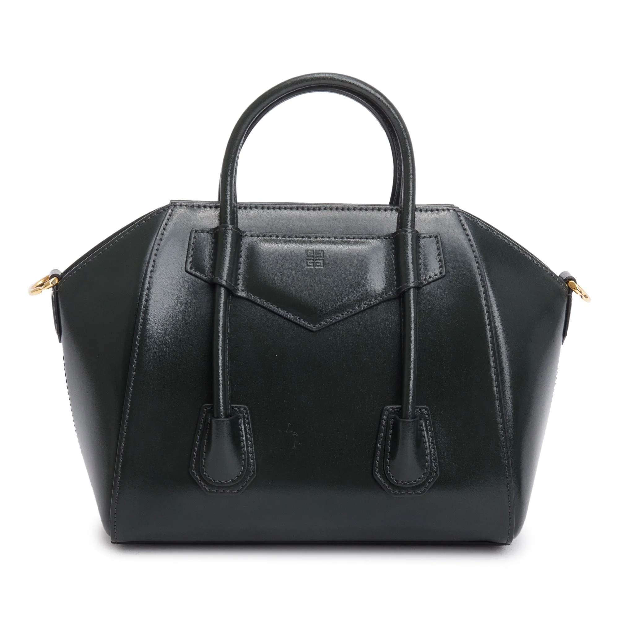 Givenchy 2021 Green Box Leather Mini Antigona Lock Bag - Image 3