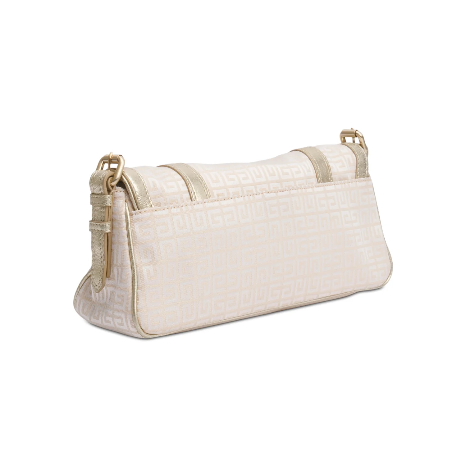 Givenchy Beige G Canvas Gold Leather Trim Baguette Flap Bag - Image 6