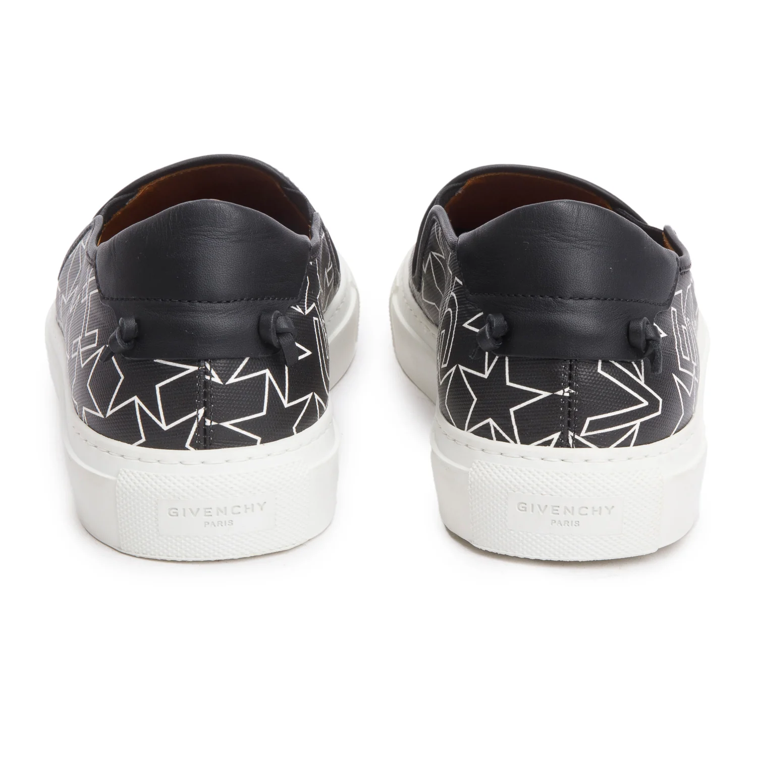 Givenchy Blac/White Calfskin Leather Stars Urban Street Slip-On Sneakers, Size 39 - Image 4