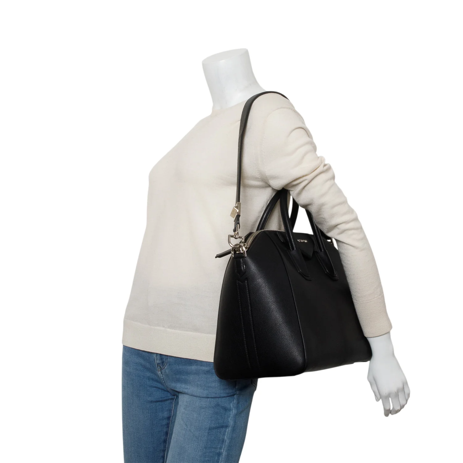 Givenchy Black Calfskin Leather Medium Antigona w/ Strap - Image 2