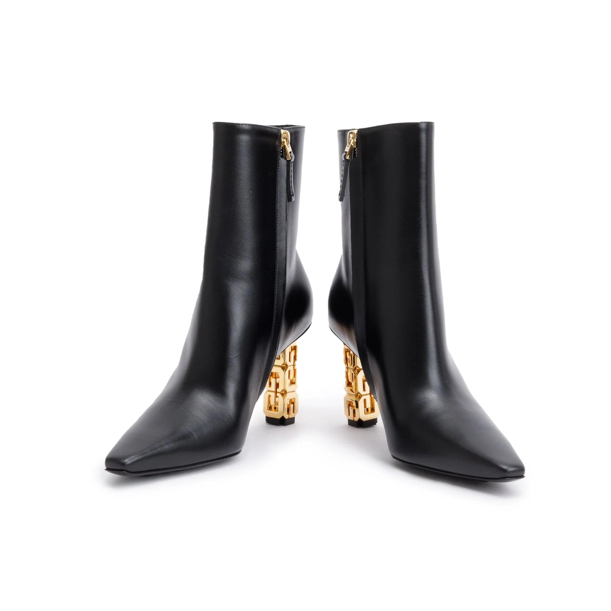 Givenchy Black Leather G Cube Heel Ankle Boots, Size 36 w/ Box - Image 4