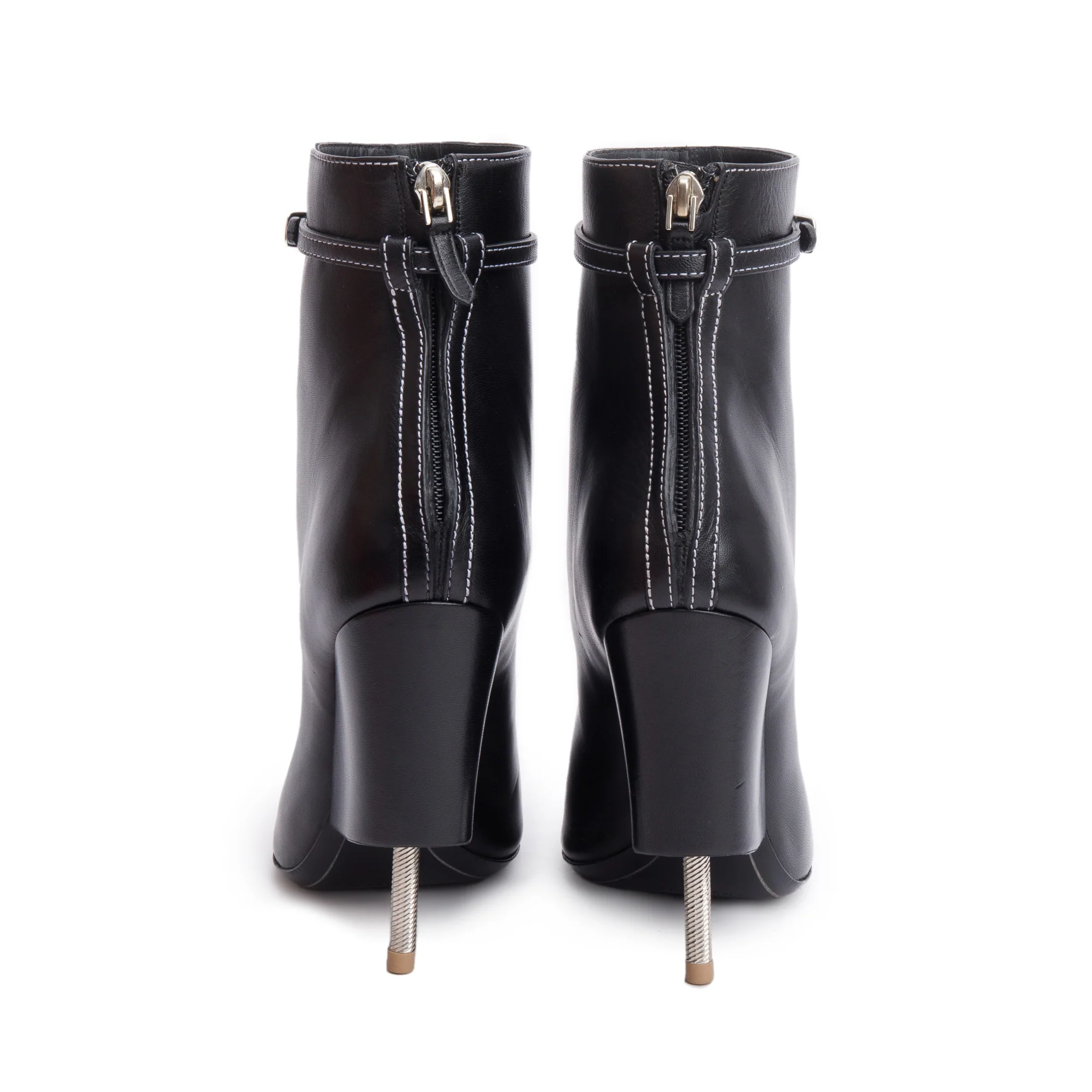 Givenchy Black Leather Open Toe Heel Ankle Boots, Size 36.5 w/ Box - Image 5