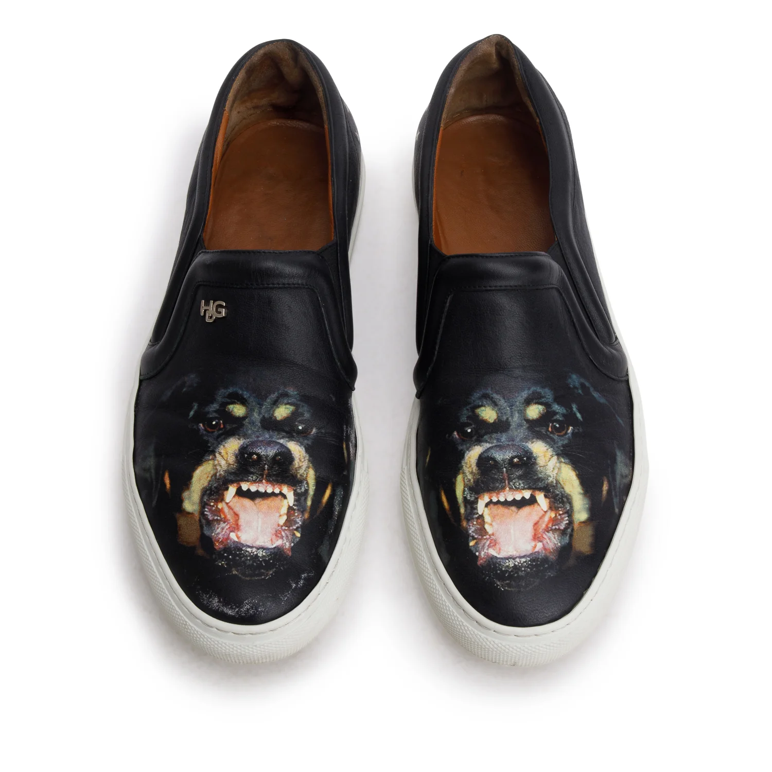 Givenchy Black Leather Rottweiler Slip On Sneakers, Women's Size 38