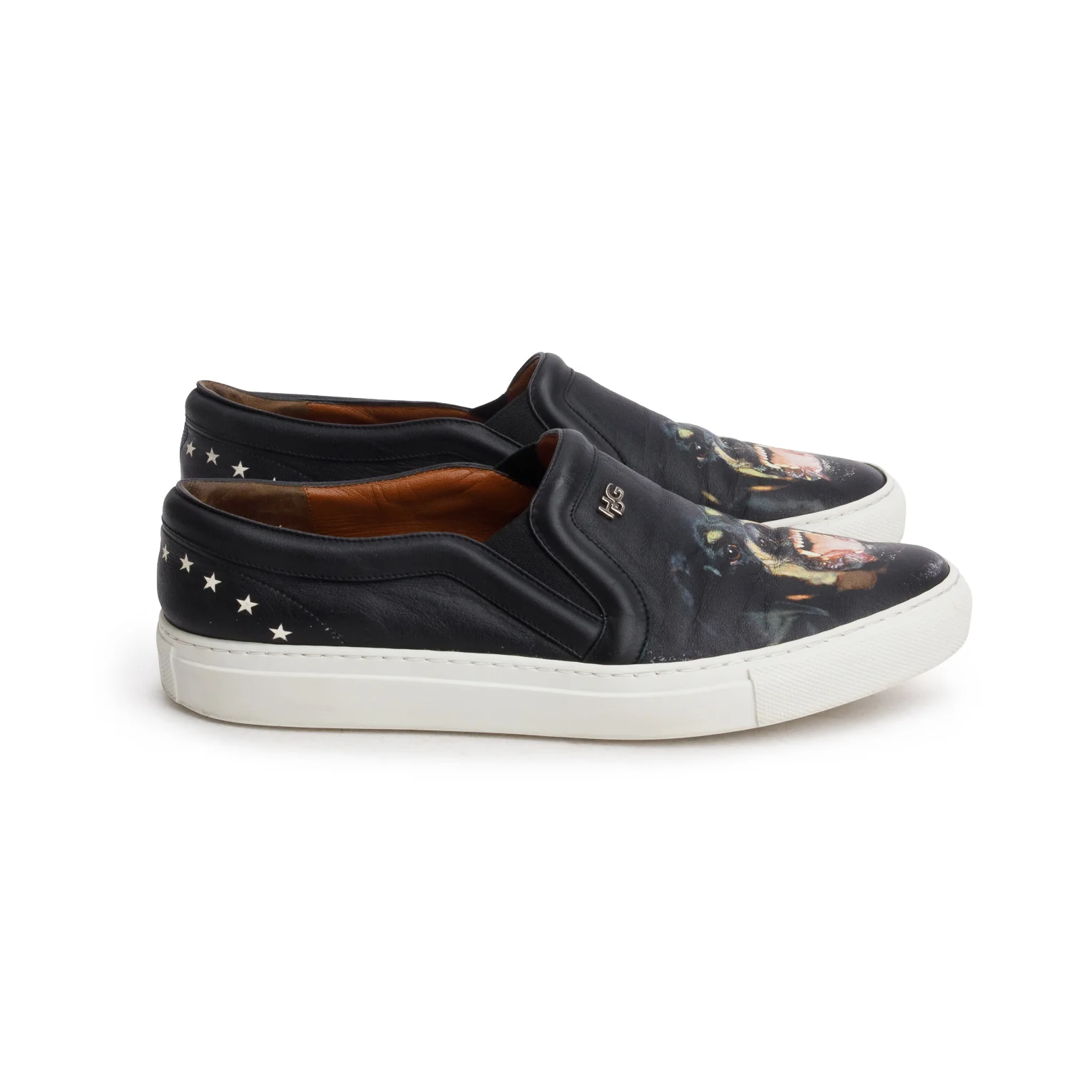 Givenchy Black Leather Rottweiler Slip On Sneakers, Women's Size 38 - Image 2