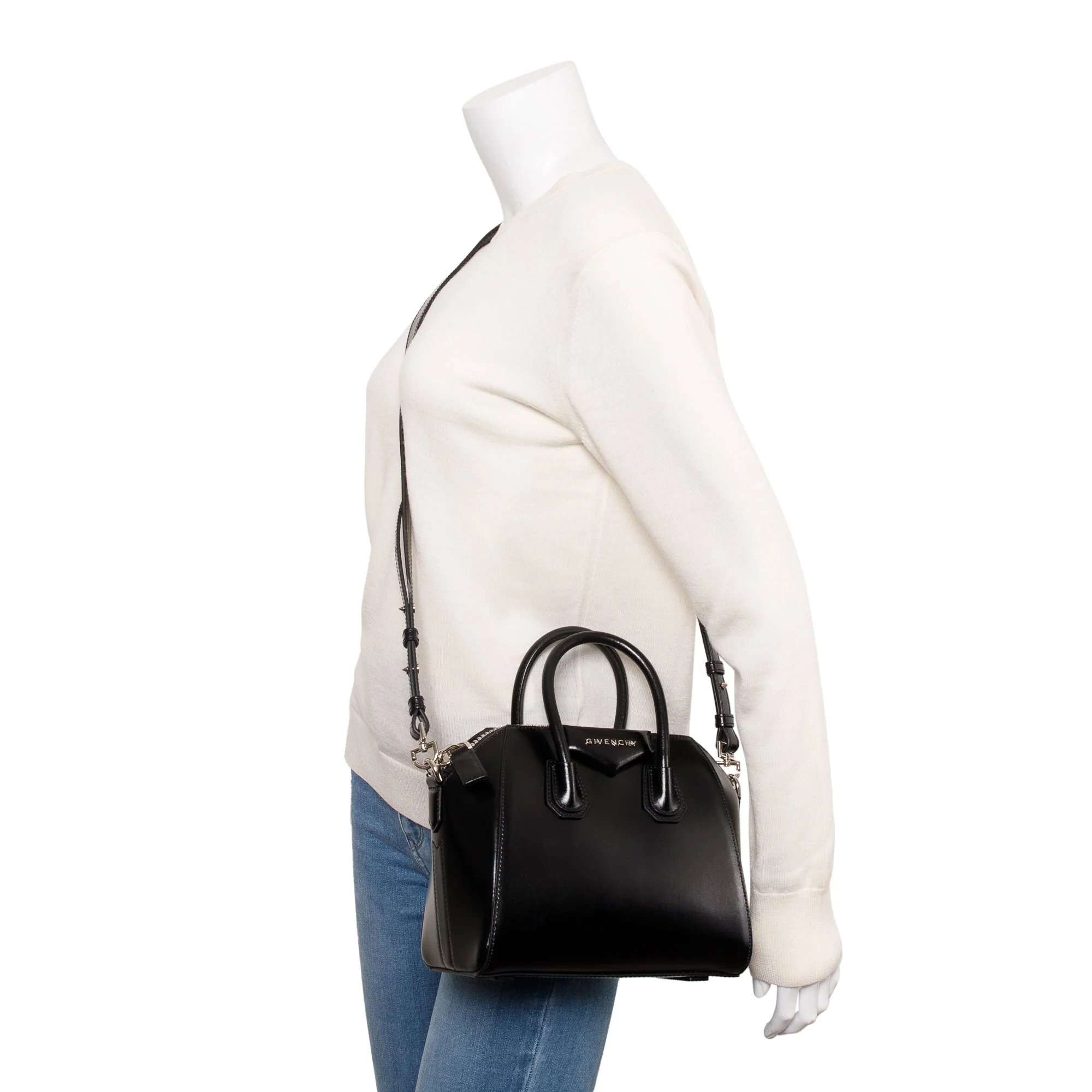 Givenchy Black Smooth Calfskin Leather Mini Antigona Bag w/ Strap - Image 2