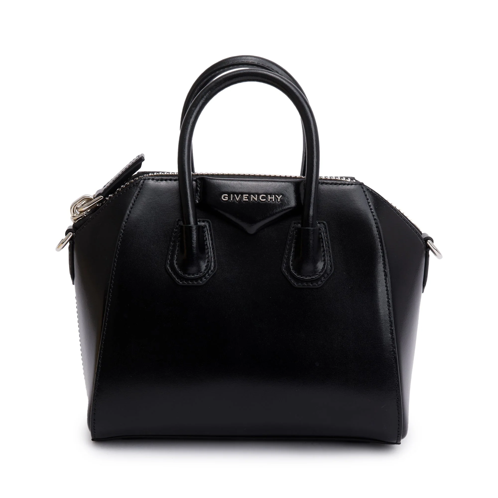 Givenchy Black Smooth Calfskin Leather Mini Antigona Bag w/ Strap - Image 3