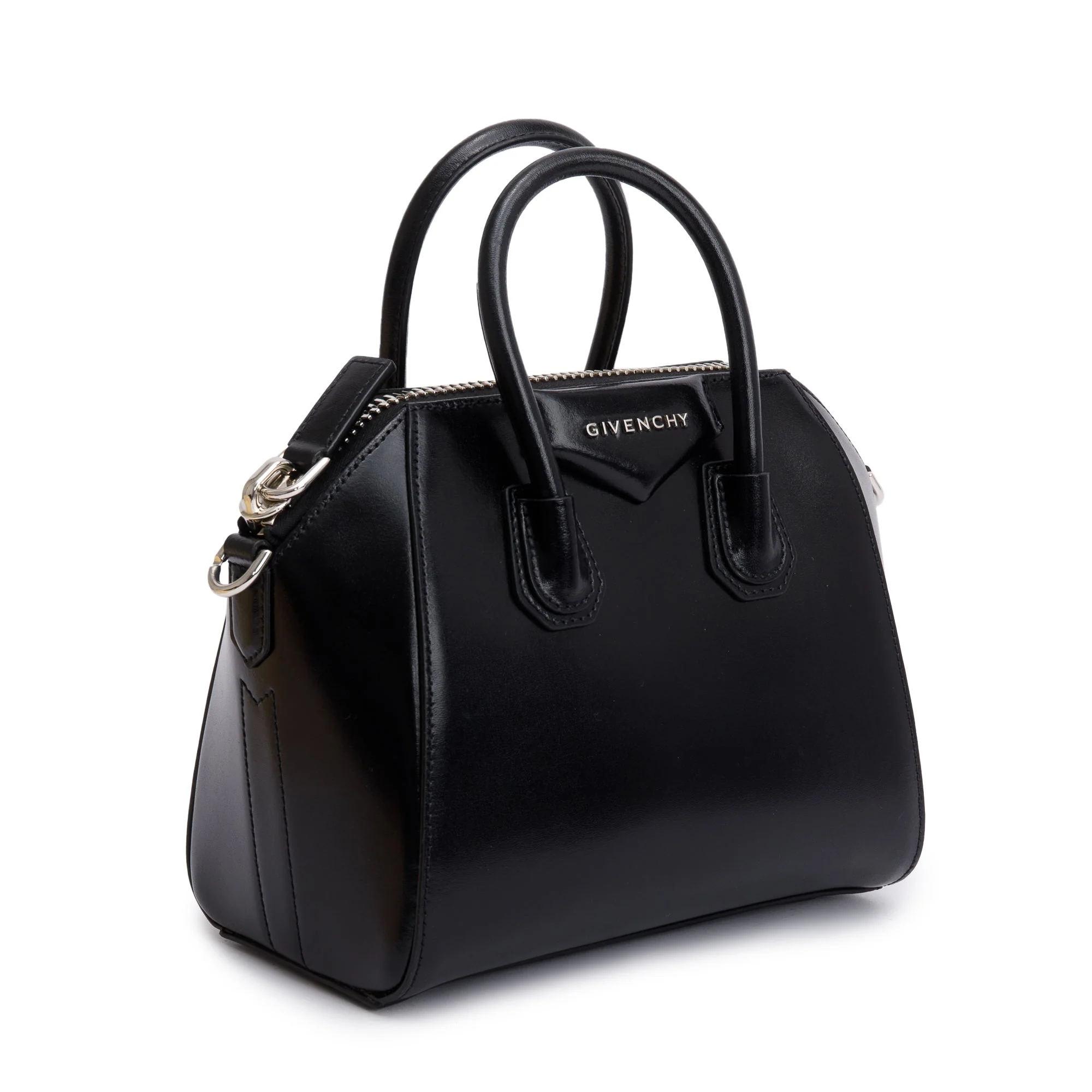 Givenchy Black Smooth Calfskin Leather Mini Antigona Bag w/ Strap - Image 4