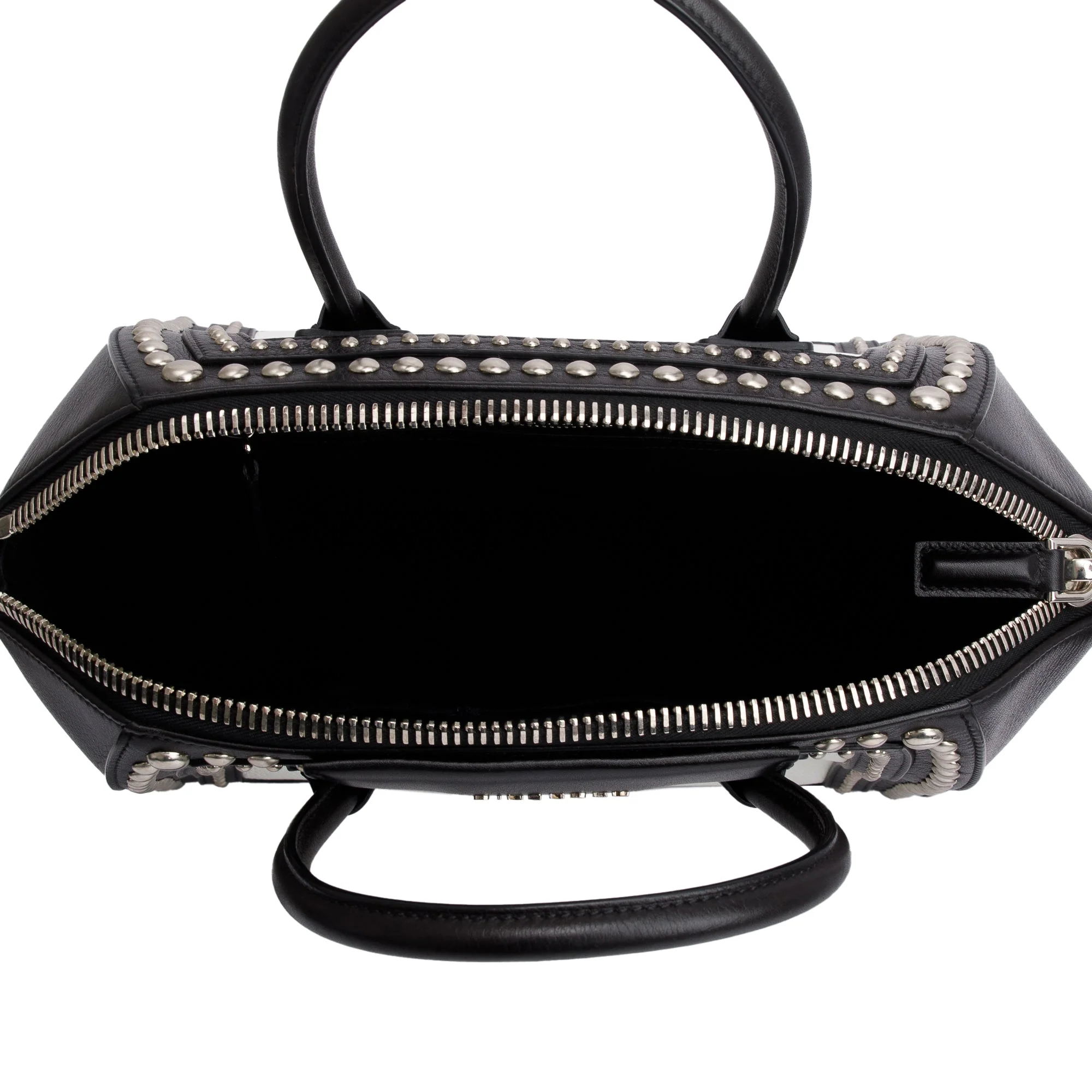 Givenchy Black/White Calfskin Leather Studded Medium Antigona Bag - Image 6