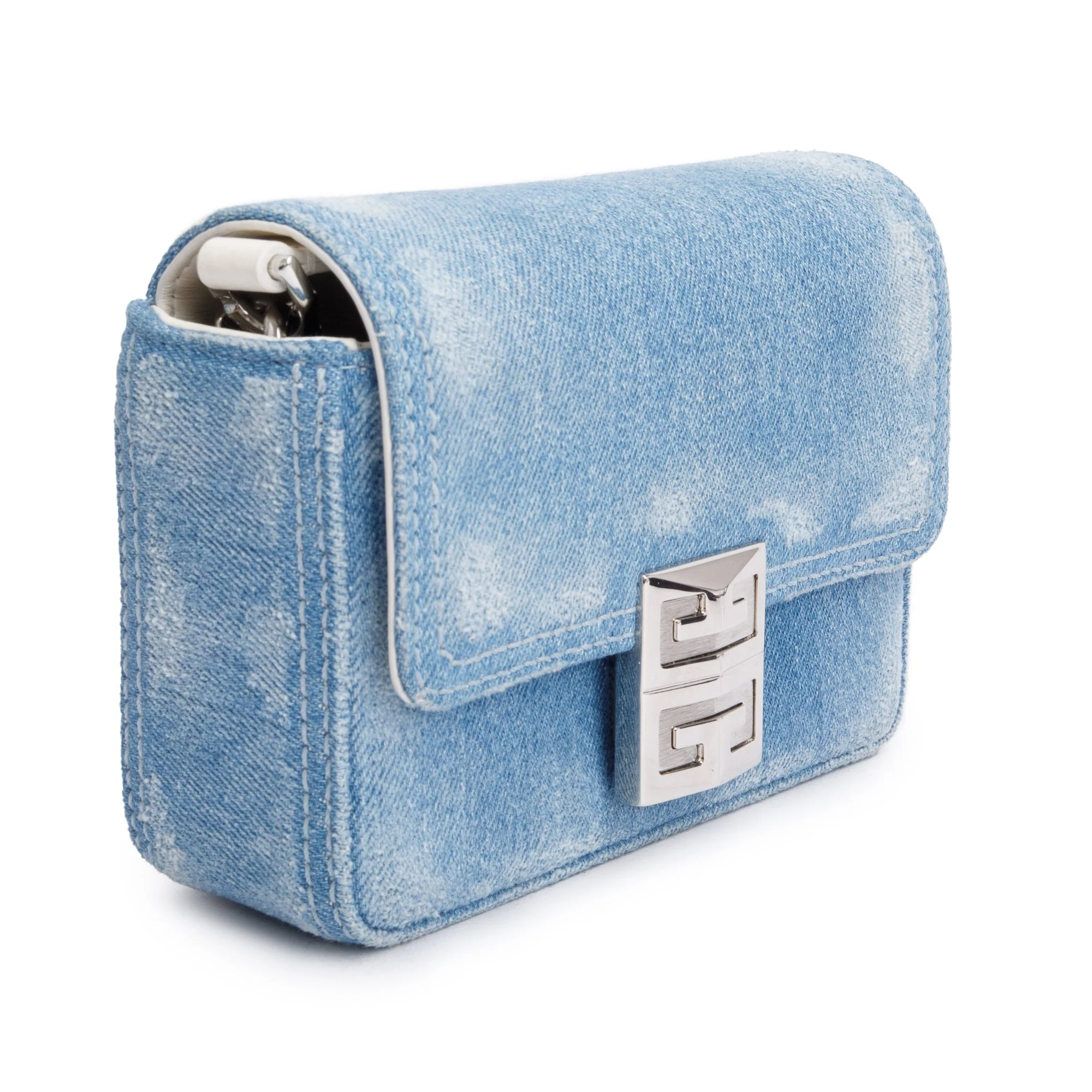 Givenchy Blue Denim Small 4G Crossbody Bag w/ Strap - Image 4