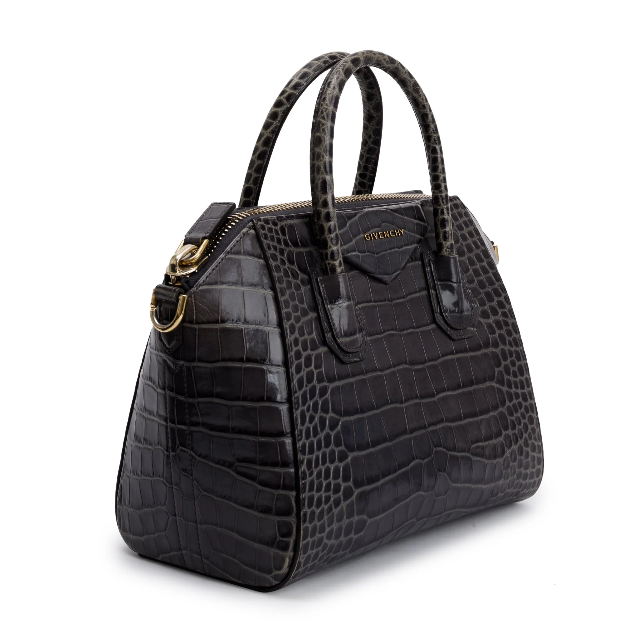 Givenchy Grey Croc-Embossed Leather Small Antigona Bag - Image 4